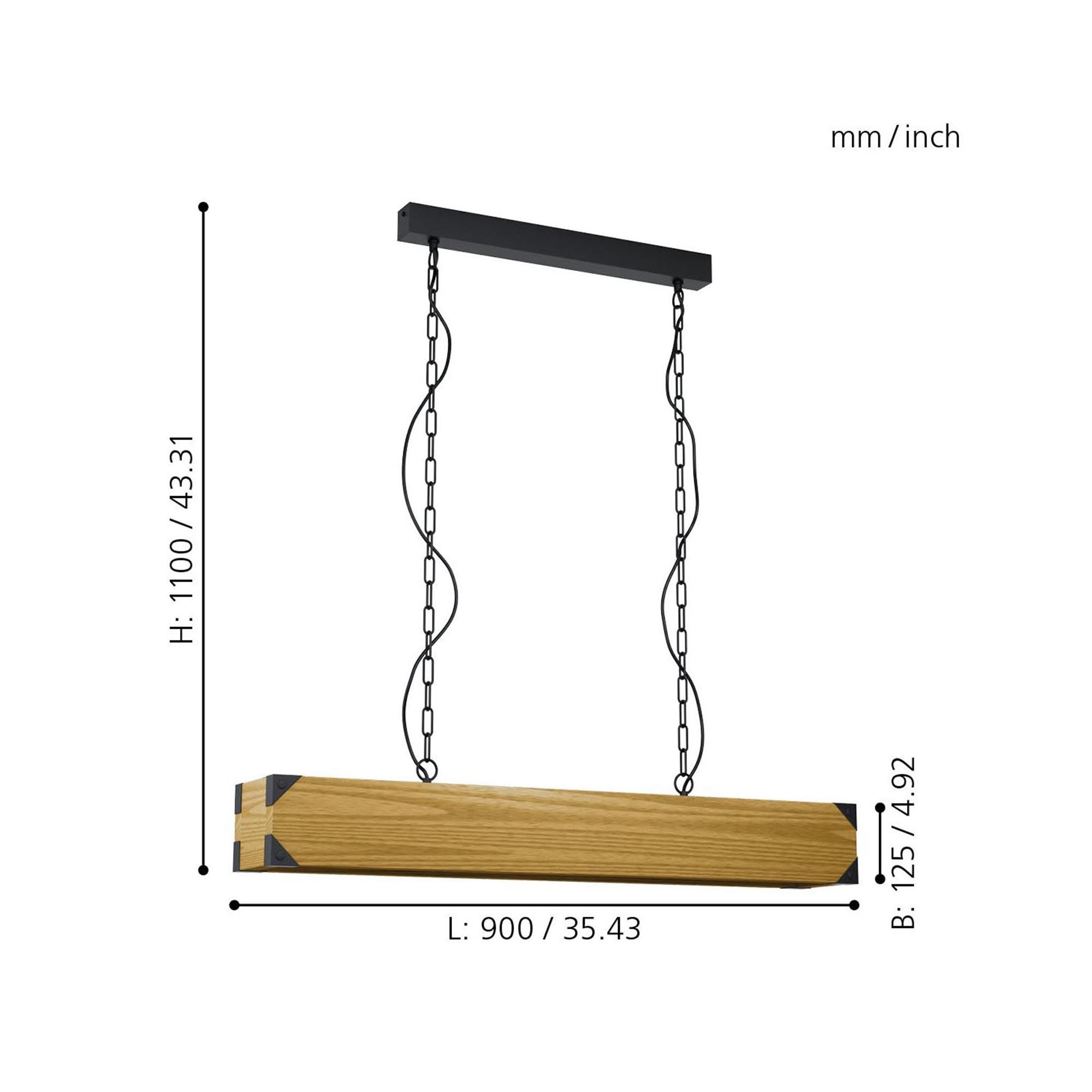 Suspension bois naturel HARBOROUGH E27 4X40W