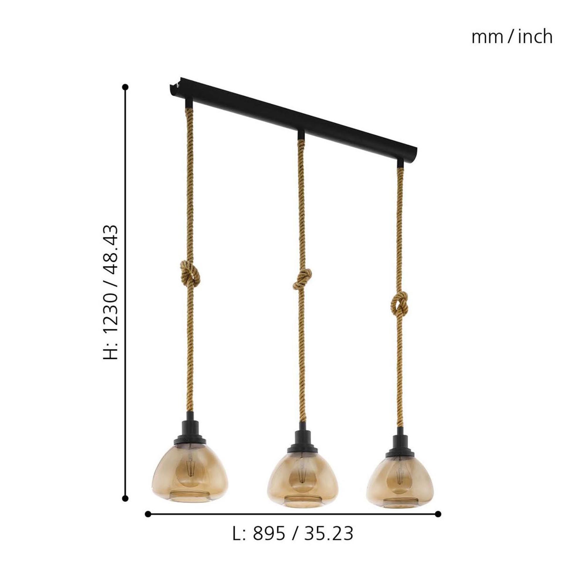 Suspension RAMPSIDE ambre L65cm