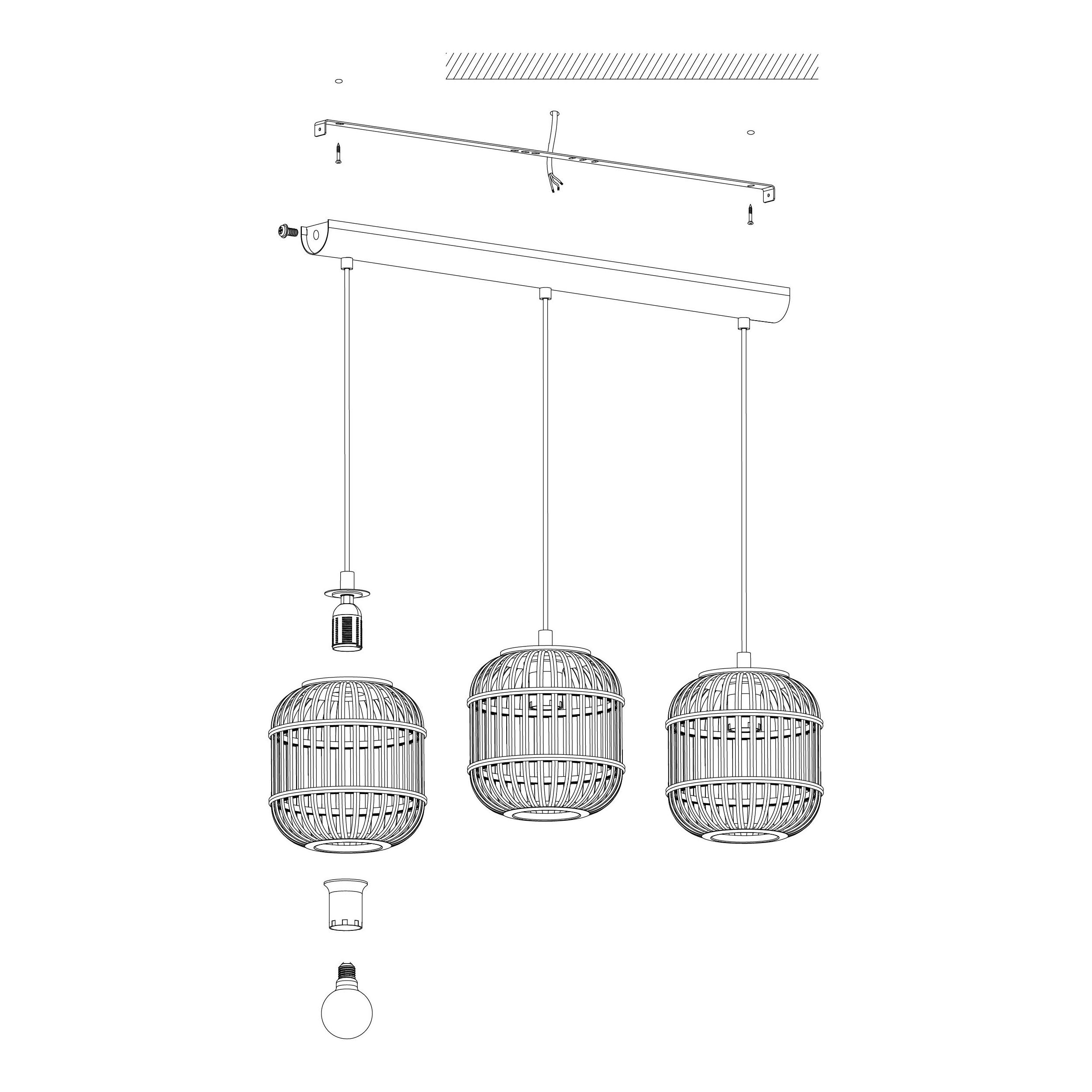 Suspension bambou naturel BORDESLEY barre 3