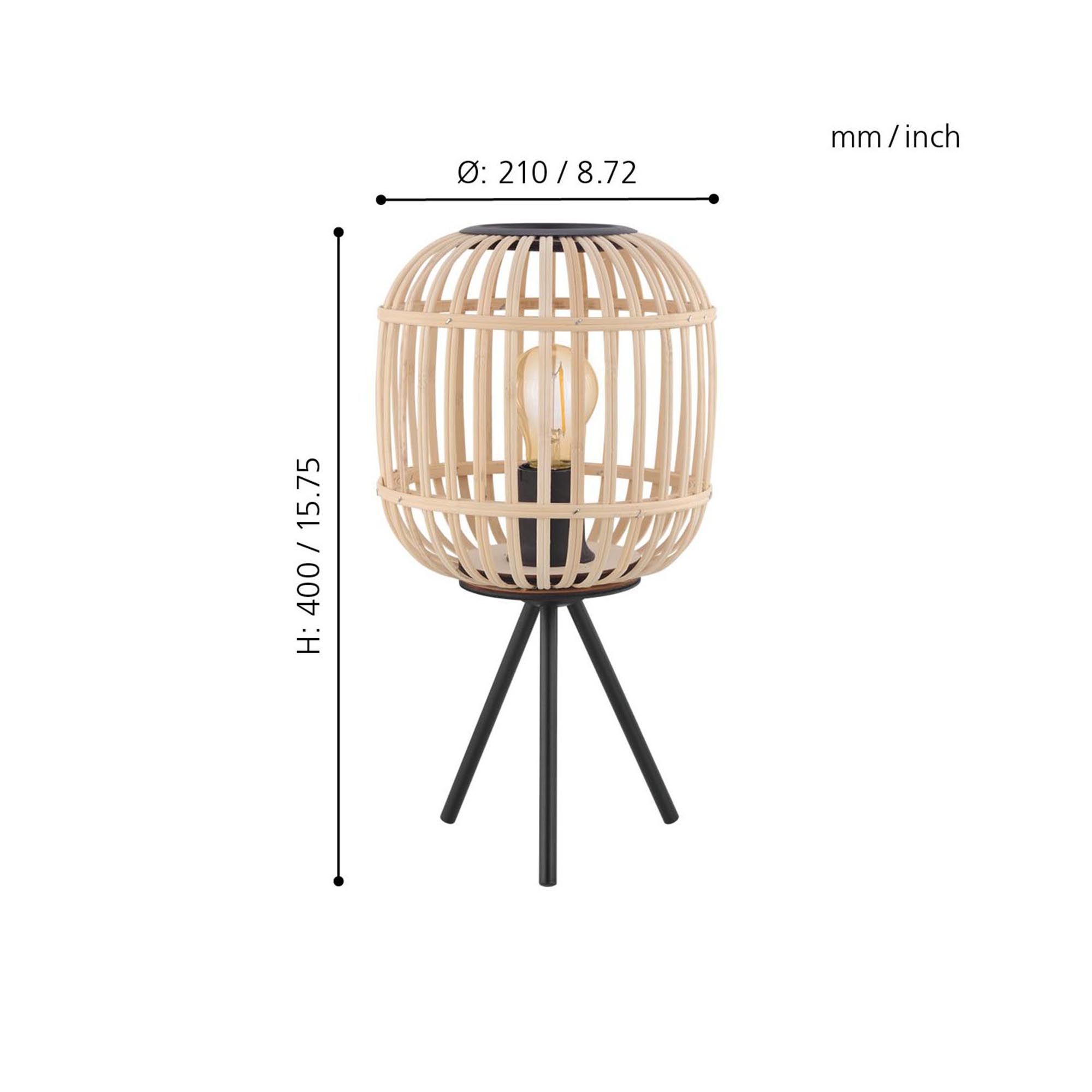 Lampe de table bambou naturel BORDESLEY E27 1X28W