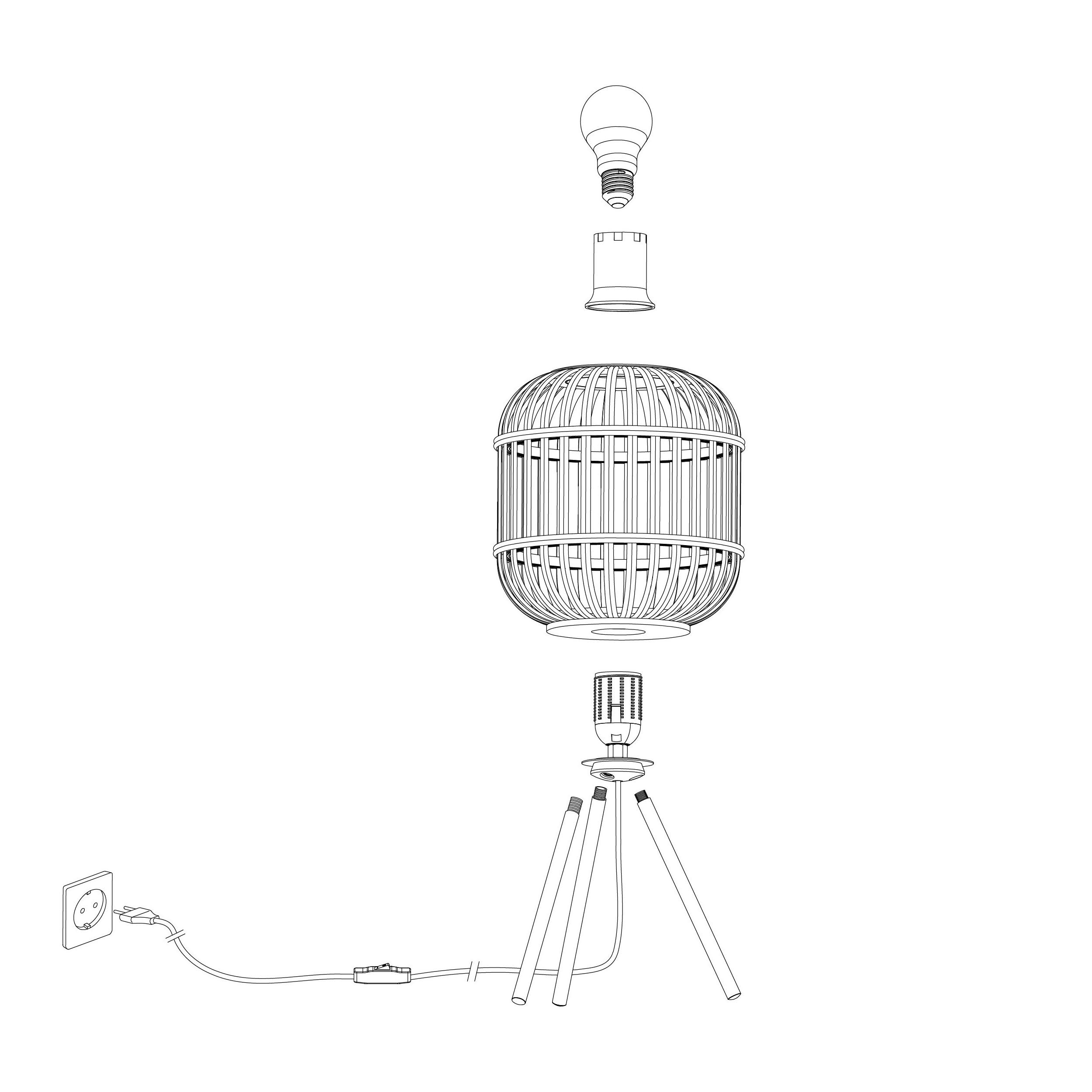 Lampe de table bambou naturel BORDESLEY E27 1X28W