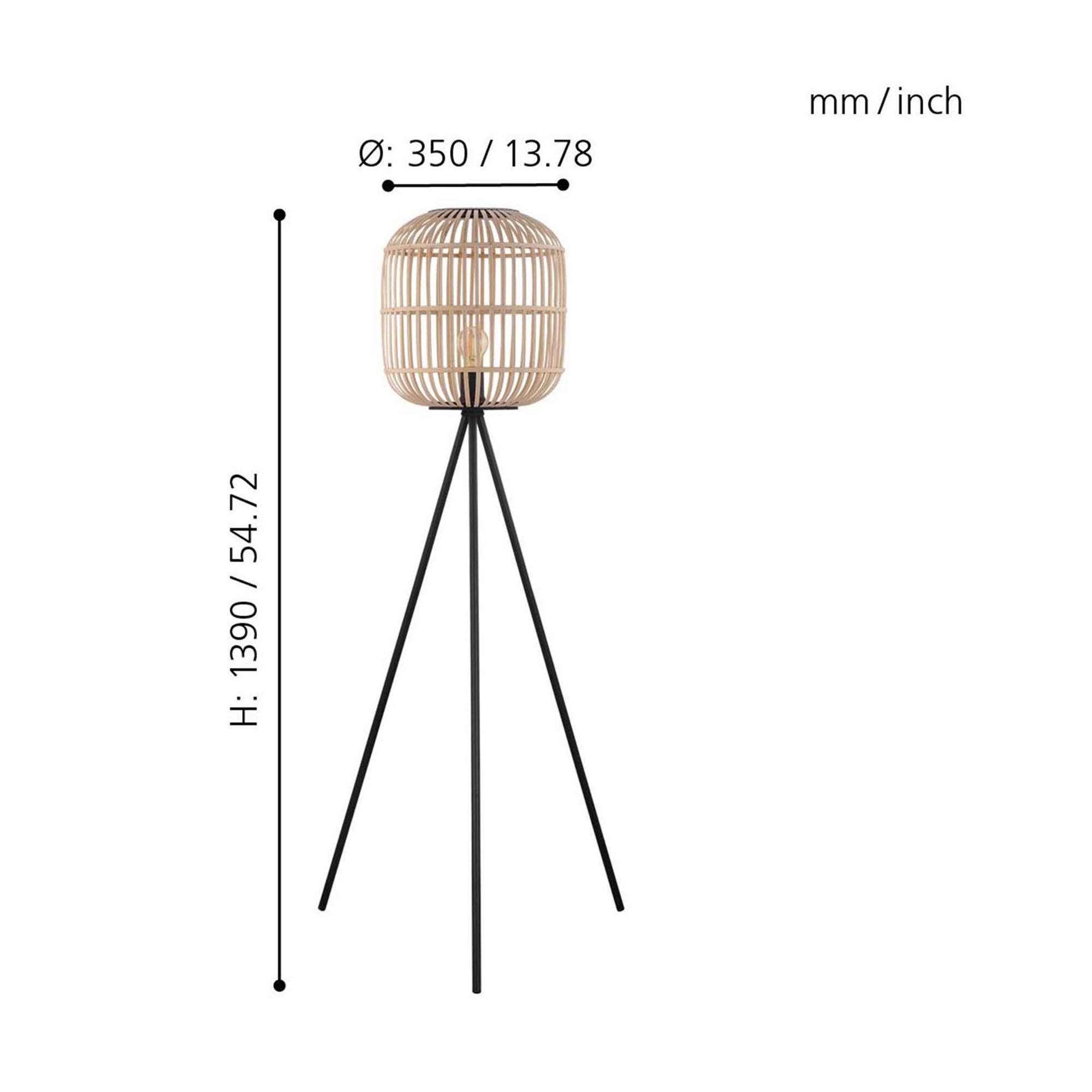 Lampadaire bambou naturel BORDESLEY E27 1X28W