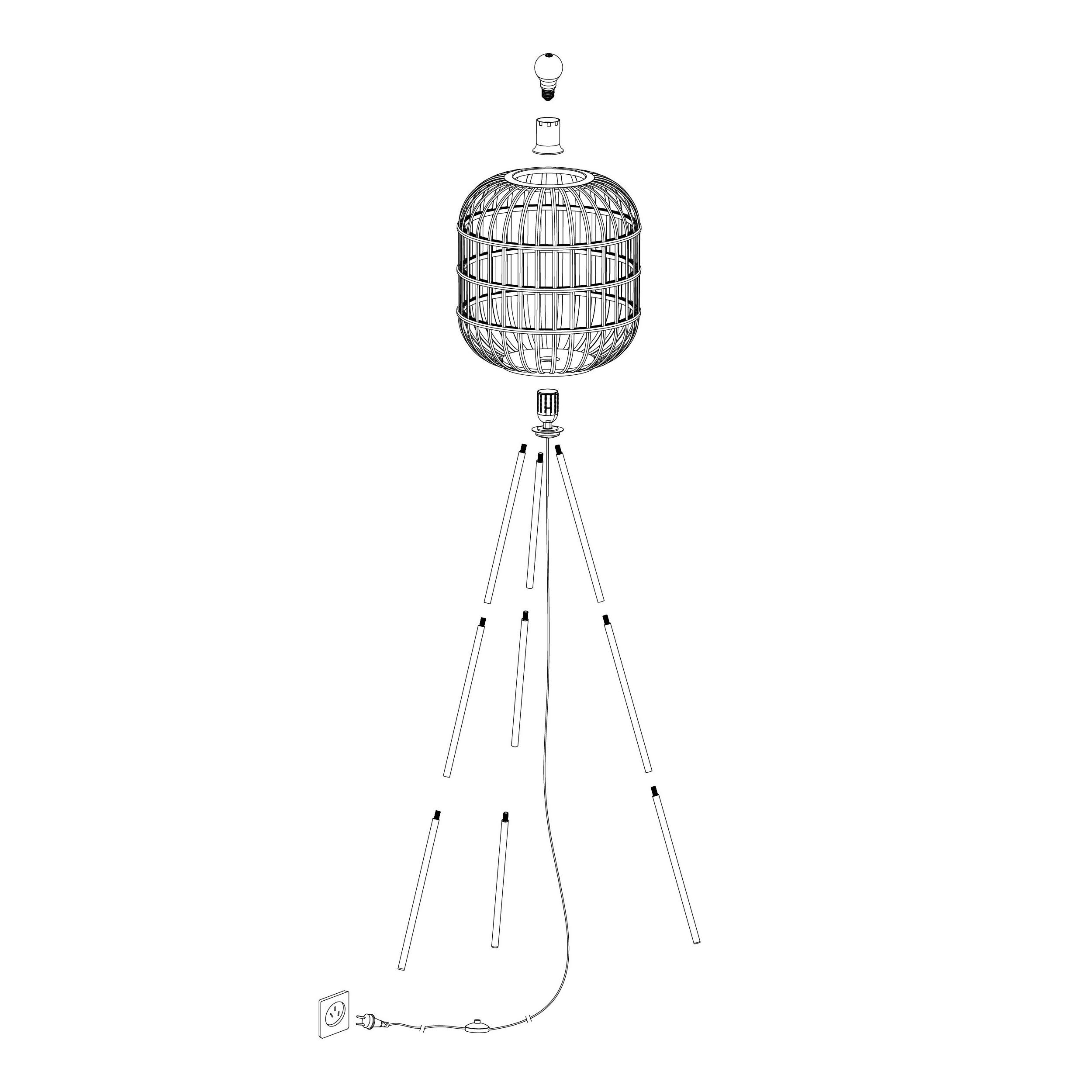 Lampadaire bambou naturel BORDESLEY E27 1X28W