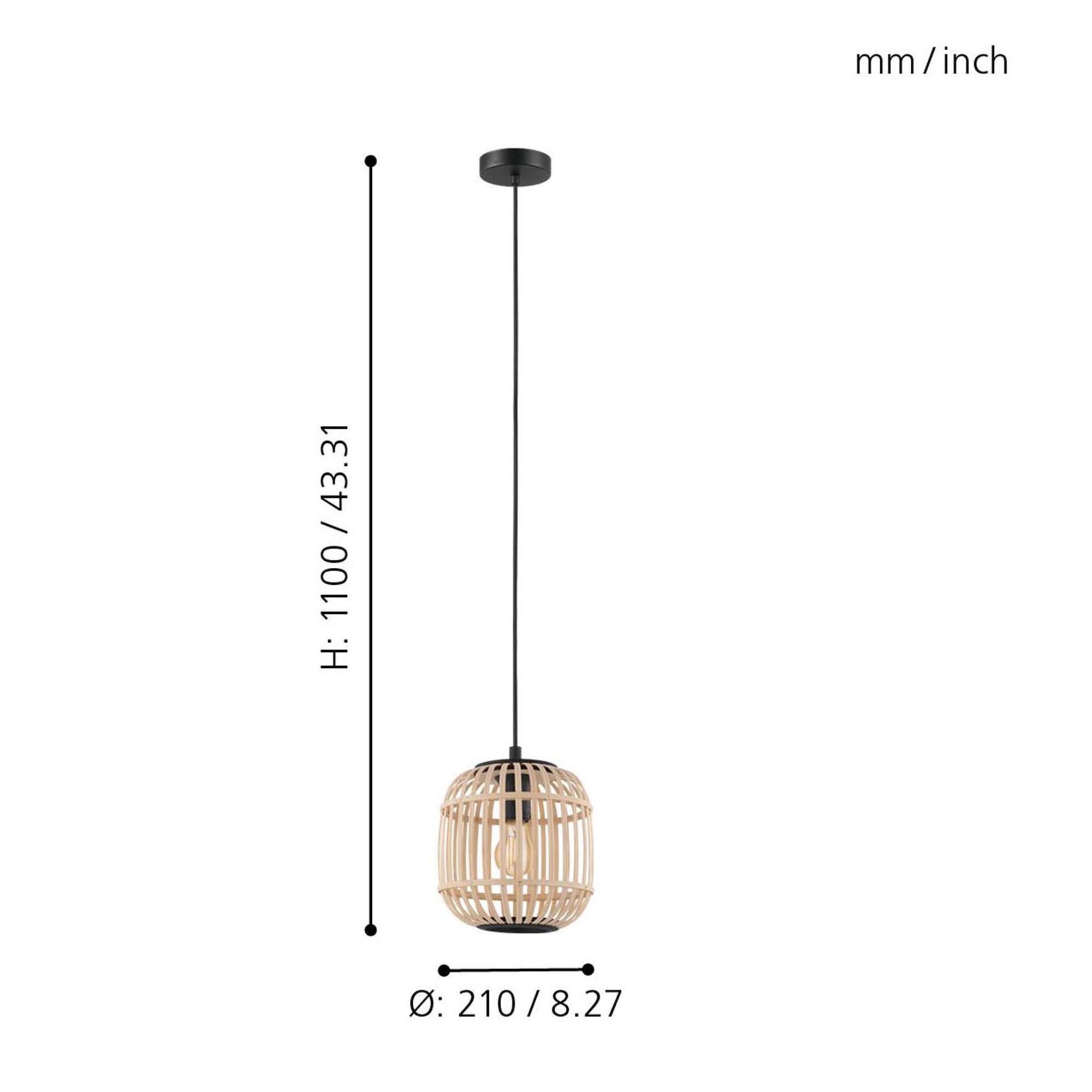 Suspension BORDESLEY bambou/naturel Ø21cm