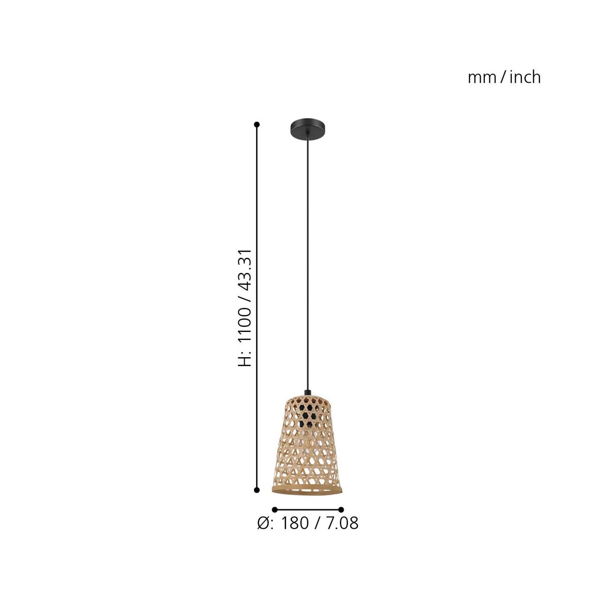 Suspension BORDESLEY bambou/naturel Ø18cm