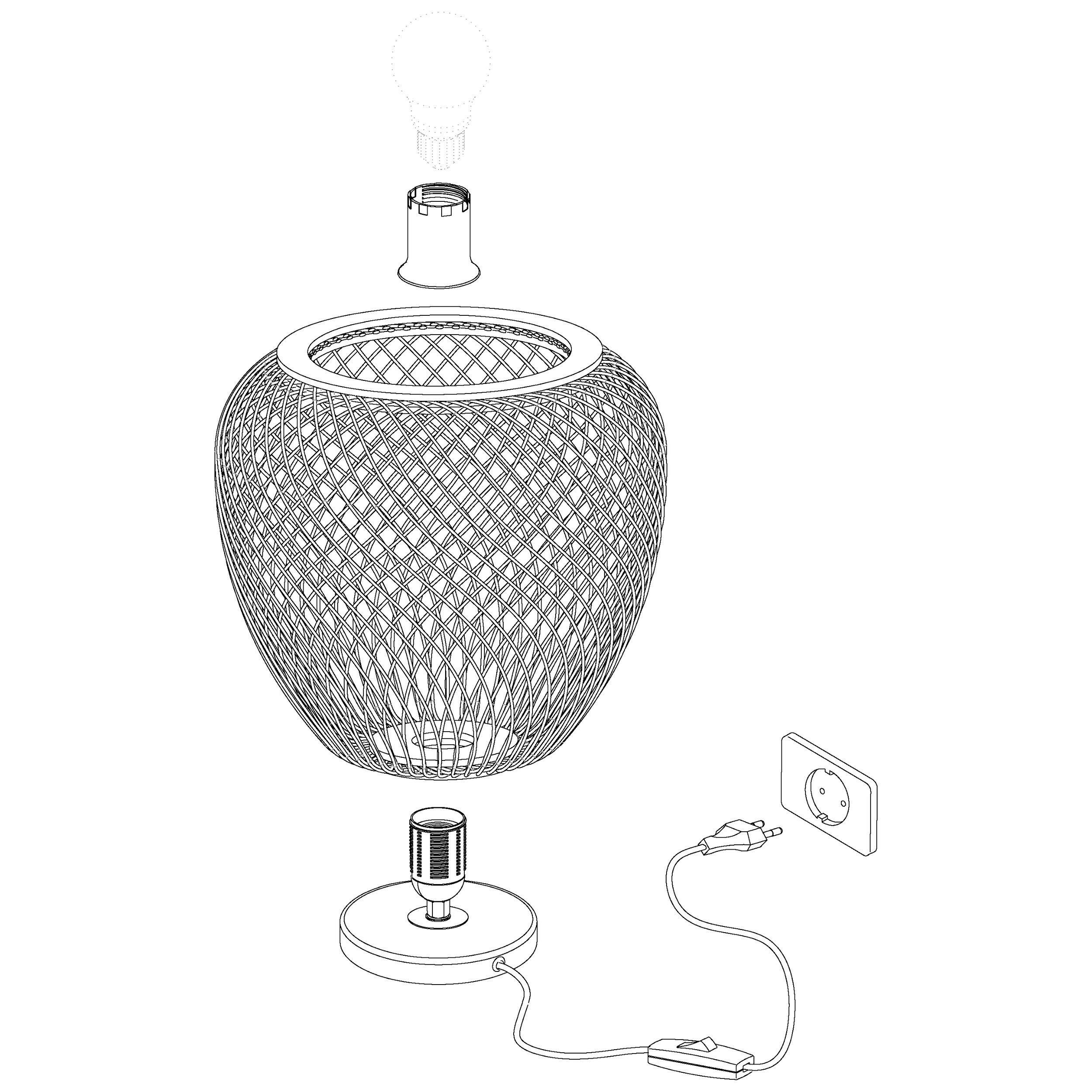 Lampe de table DEMBLEY bois H25cm