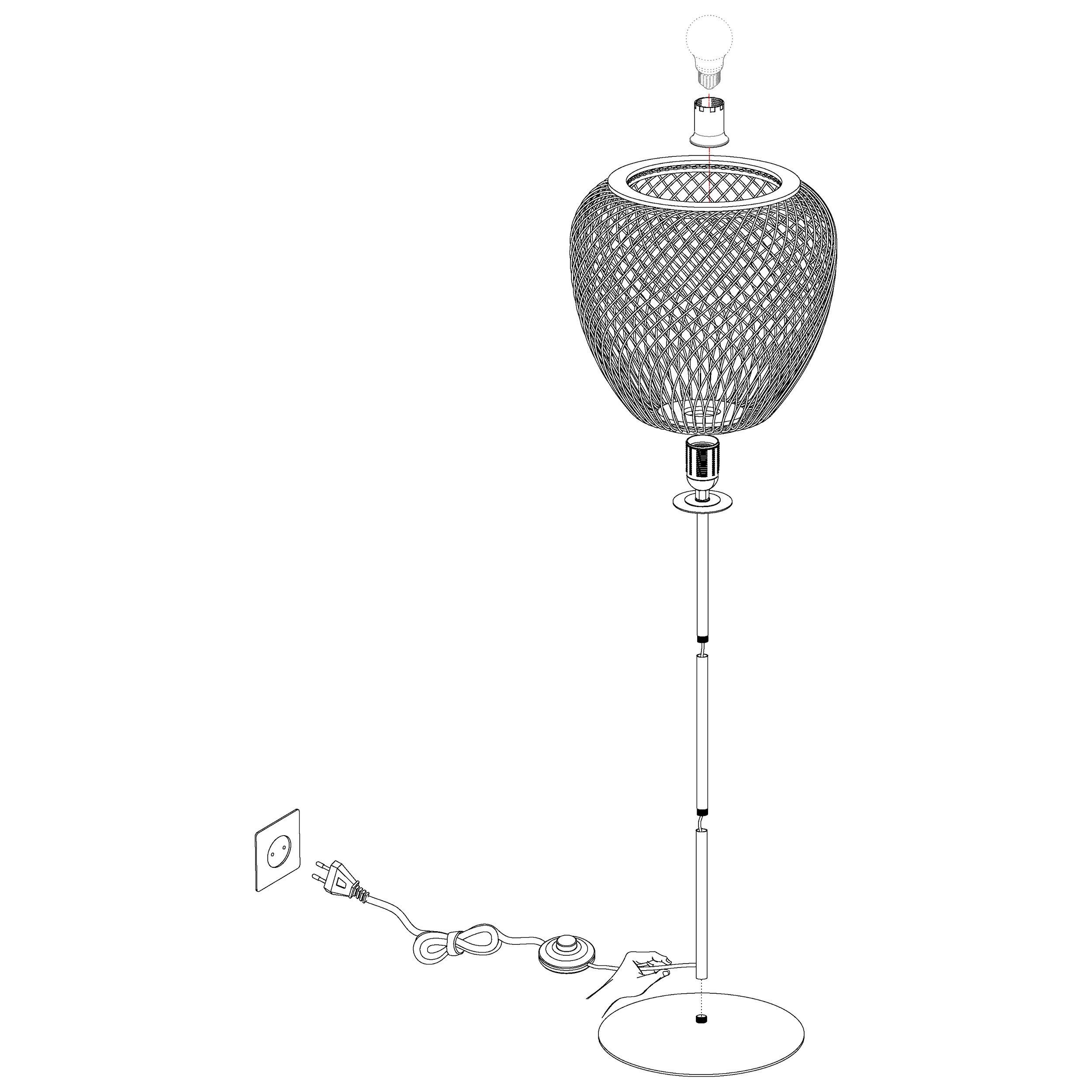 Lampadaire DEMBLEY bois H150cm