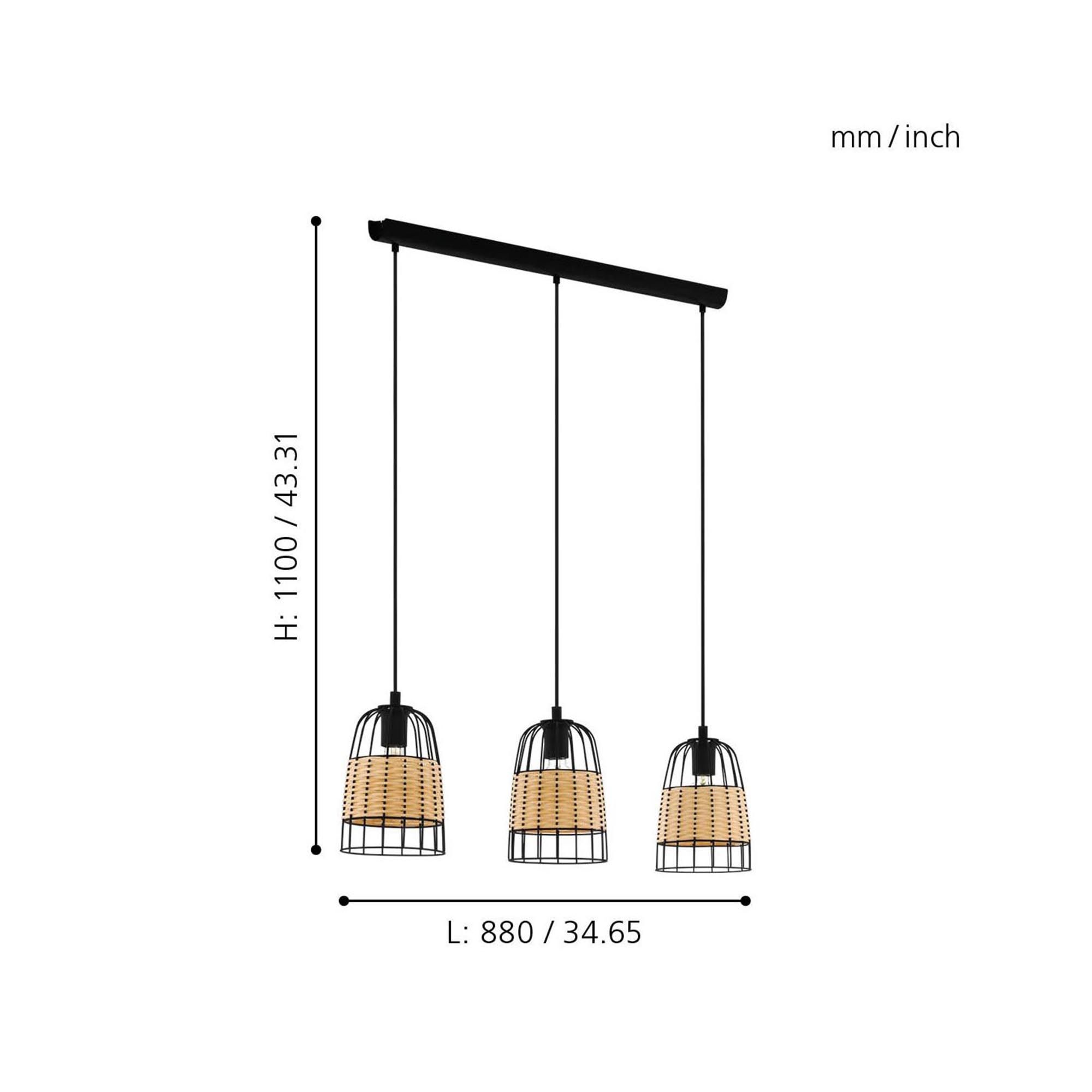 Suspension ANWICK naturel L88cm