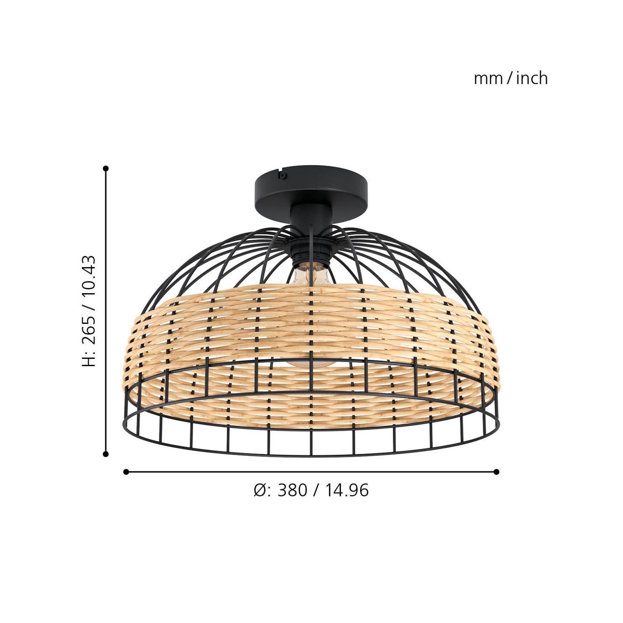 Plafonnier ANWICK naturel Ø38cm