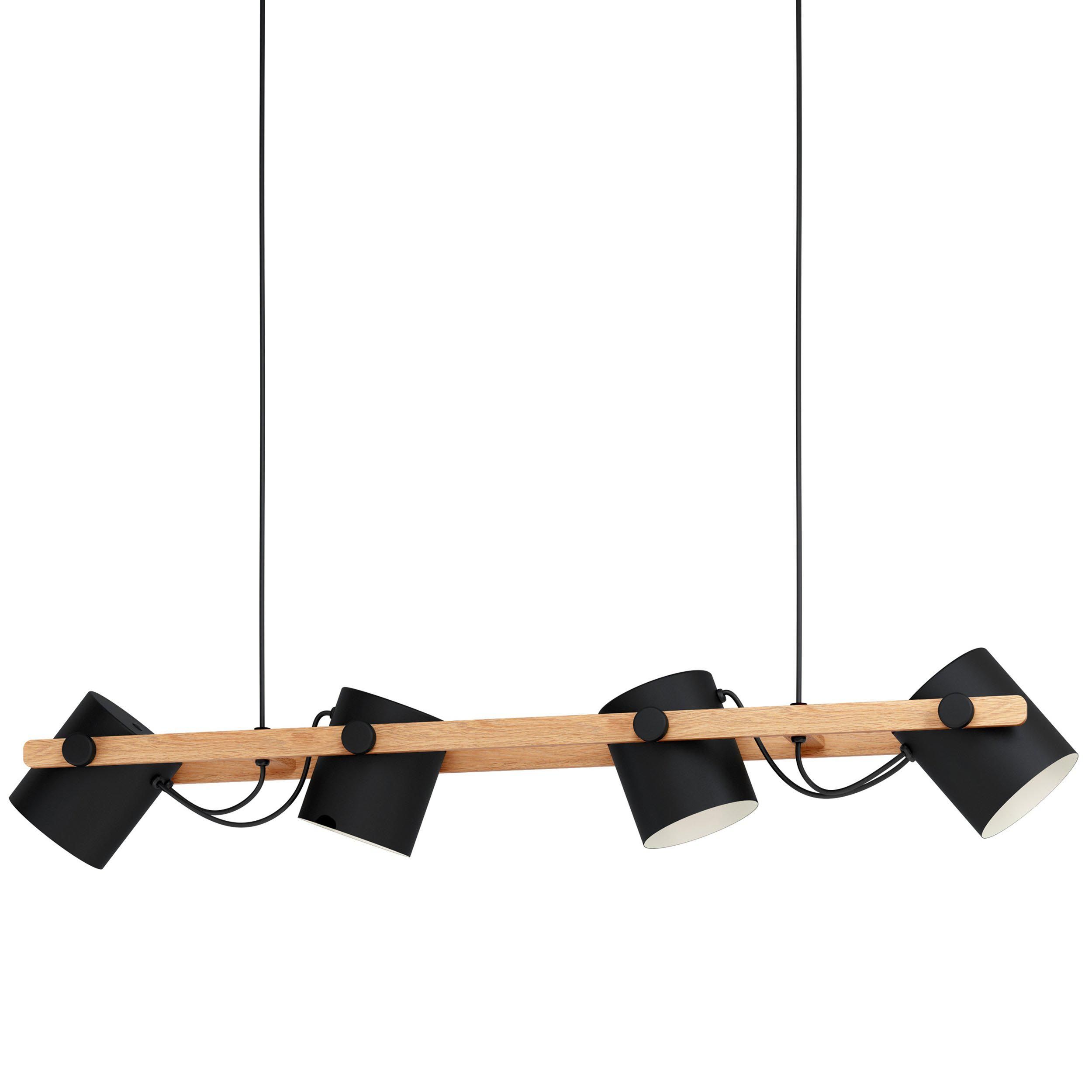 Suspension bois noir HORNWOOD E27 4X28W