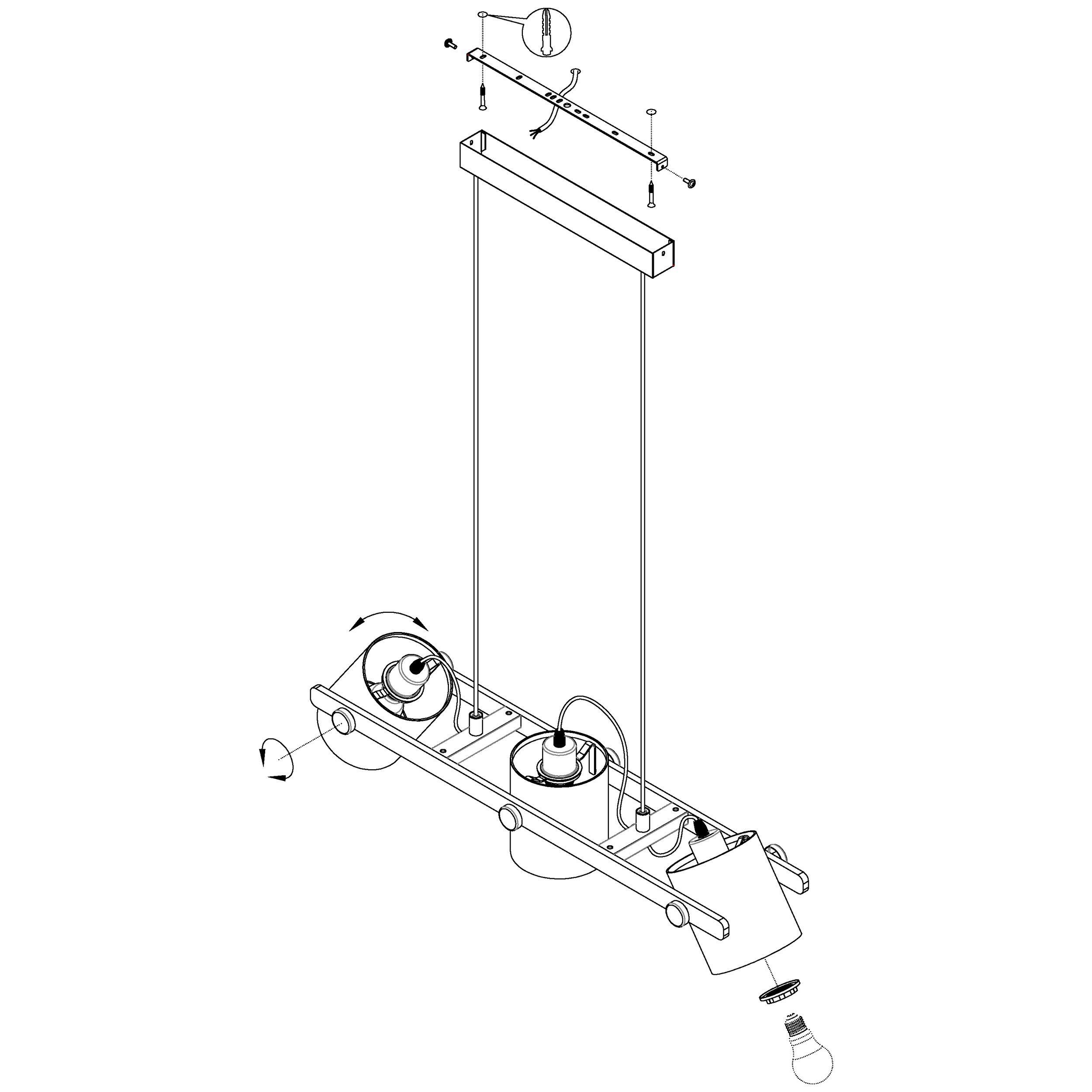 Suspension HORNWOOD 1 bois noir/blanc L78cm