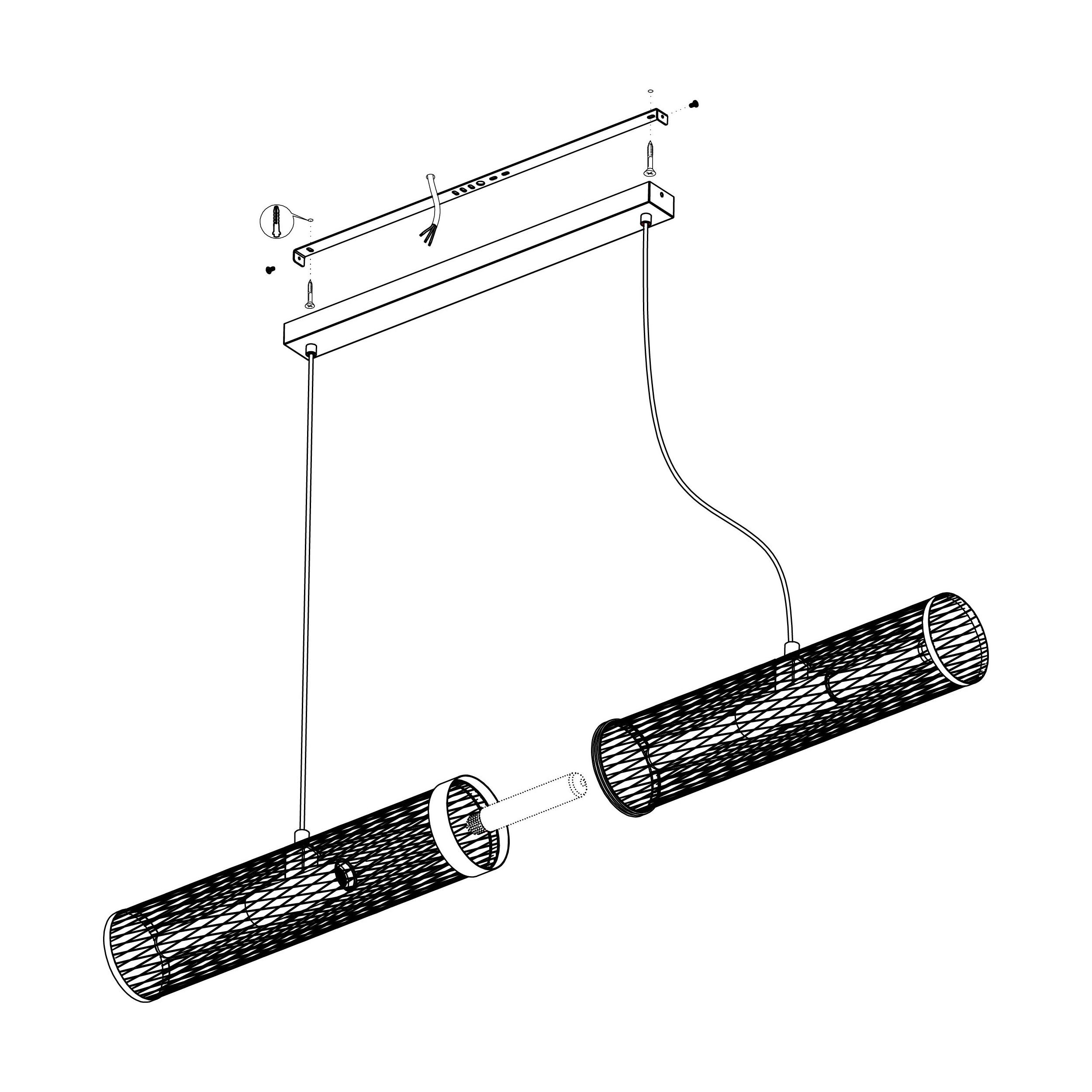 Suspension REDCLIFFE noir L108cm