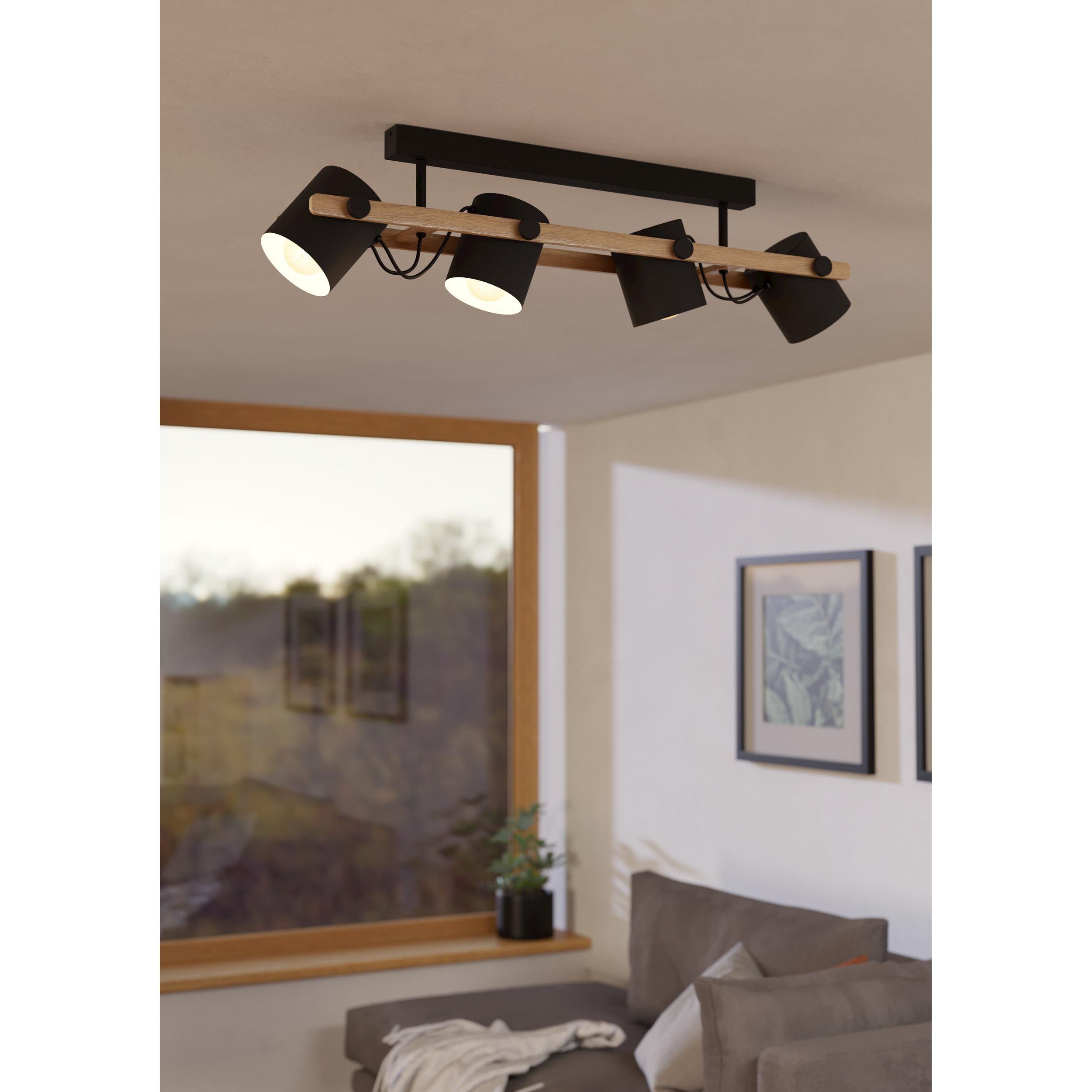 Plafonnier bois noir HORNWOOD E27 4X28W