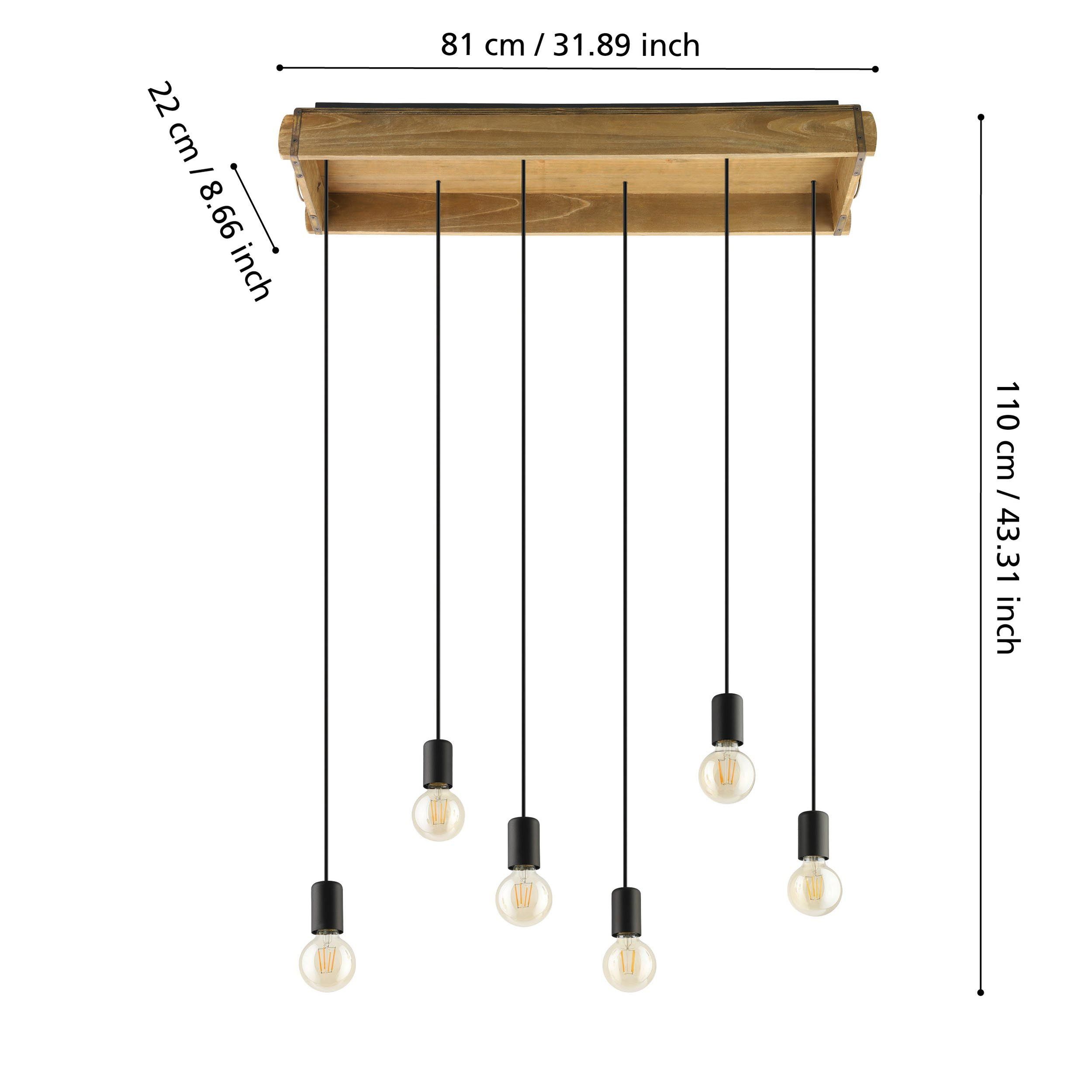 Suspension WOOTTON naturel/noir L81cm