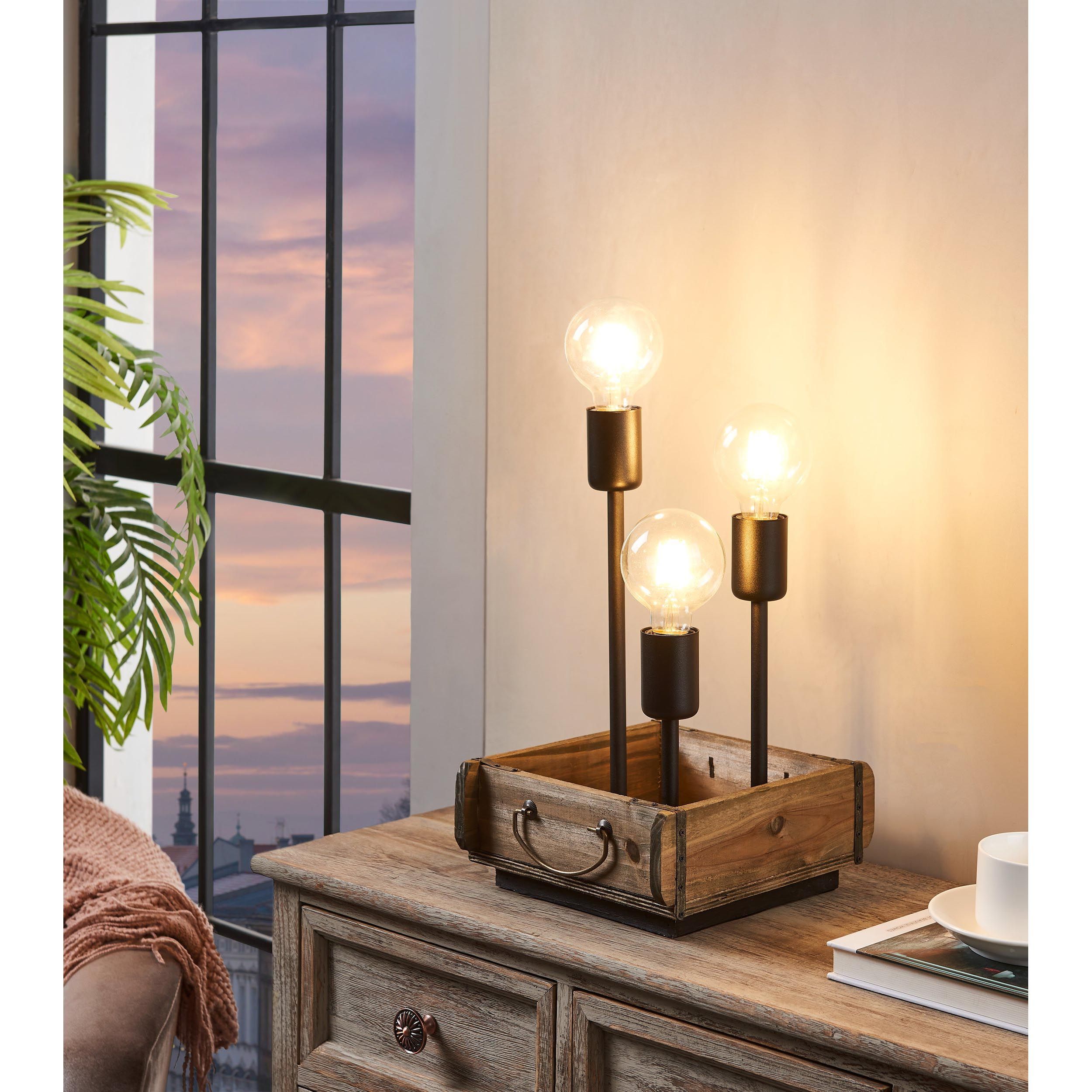 Lampe WOOTTON marron H37,5cm