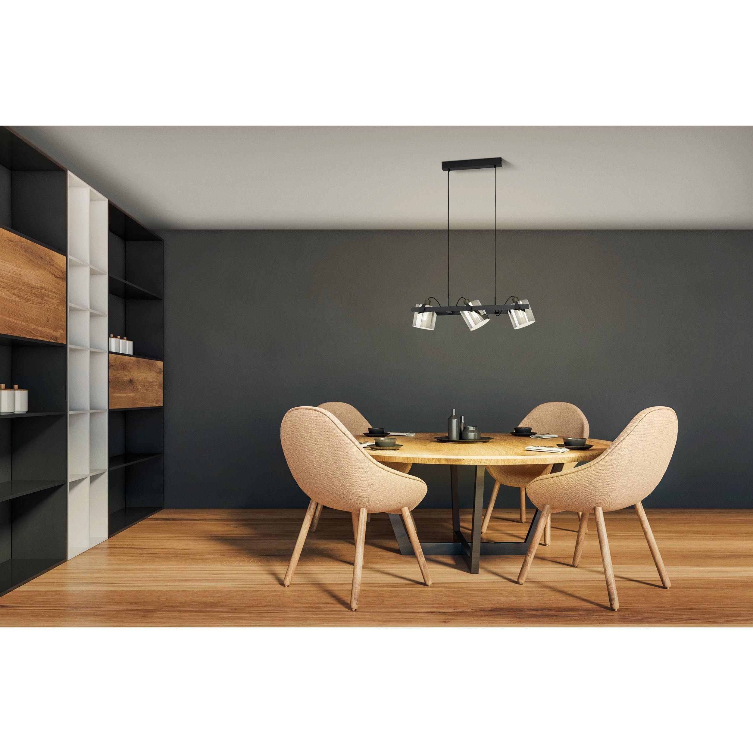Suspension métal et verre noir HORNWOOD 2 E27 3X40W