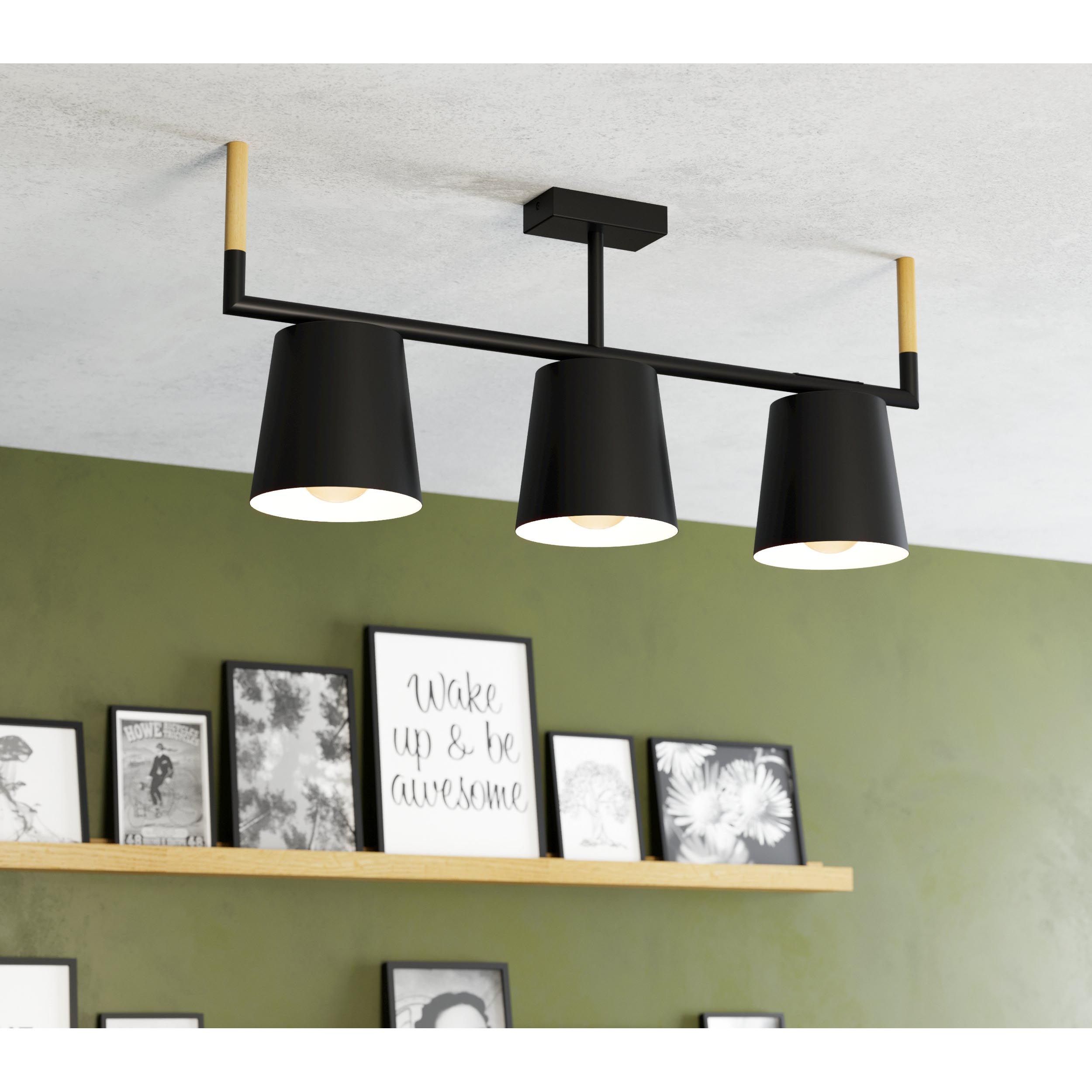 Suspension WOOTTON naturel/noir L78cm