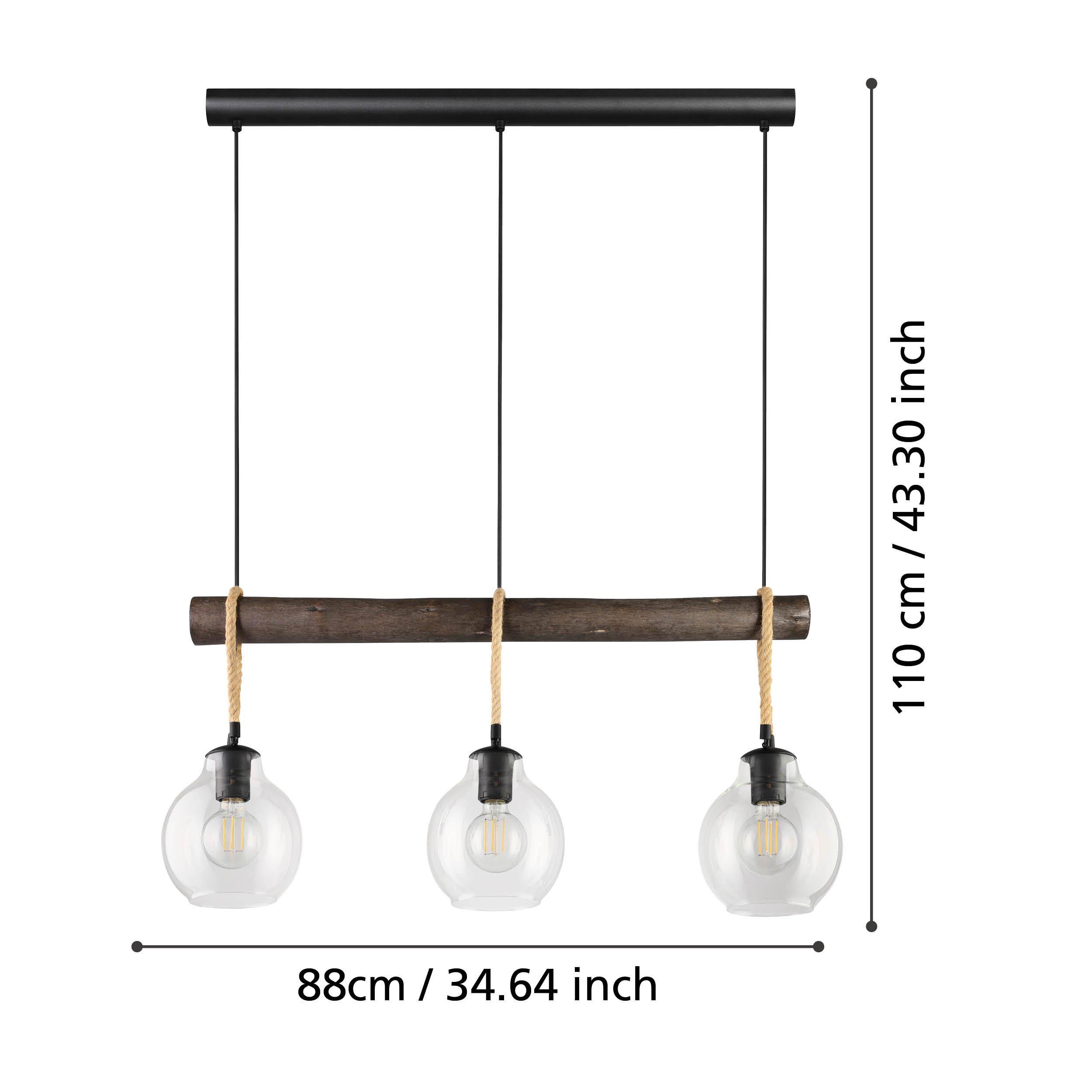 Suspension RODING noir/verres transaprents L88cm