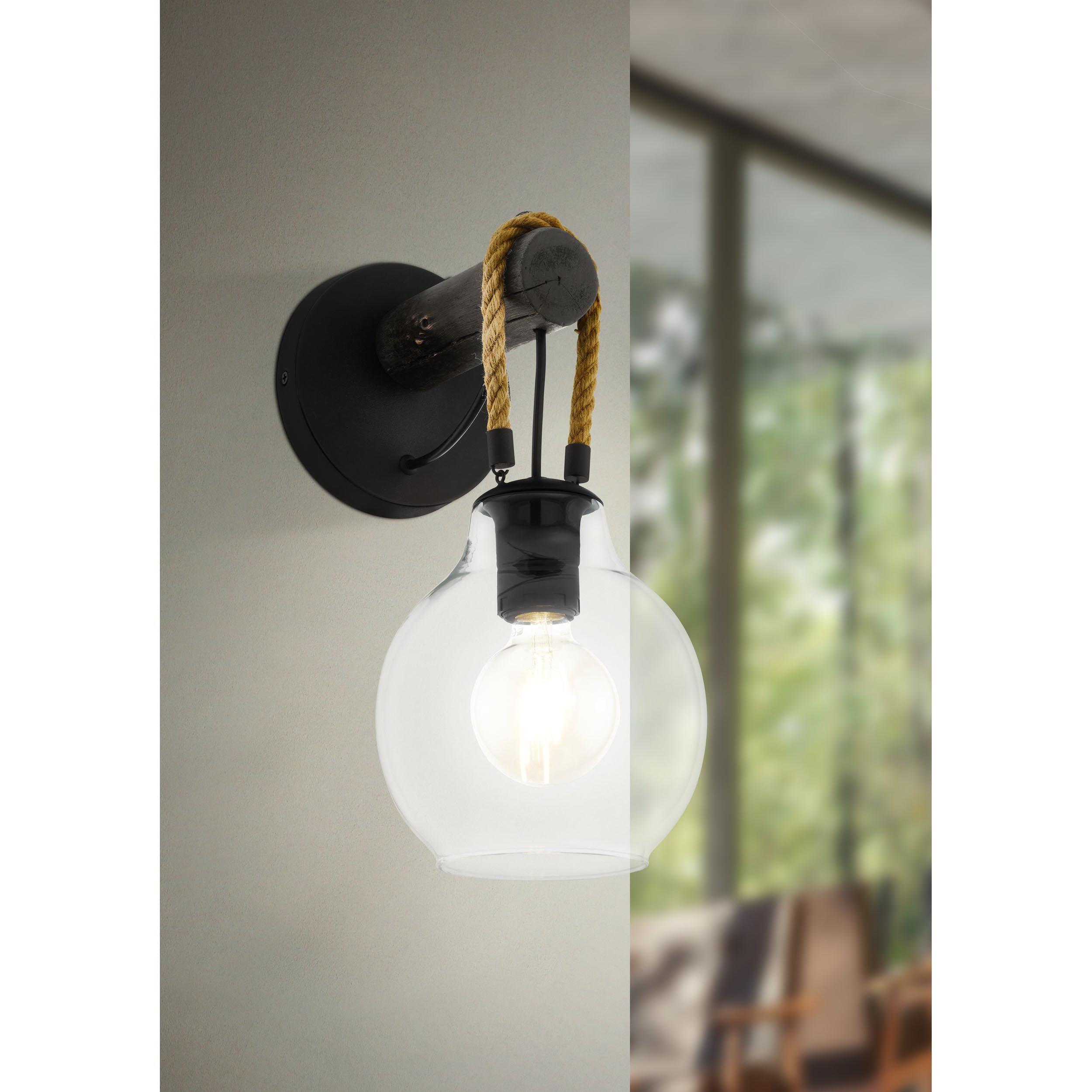 Applique RODING noir/verres transaprents H18cm
