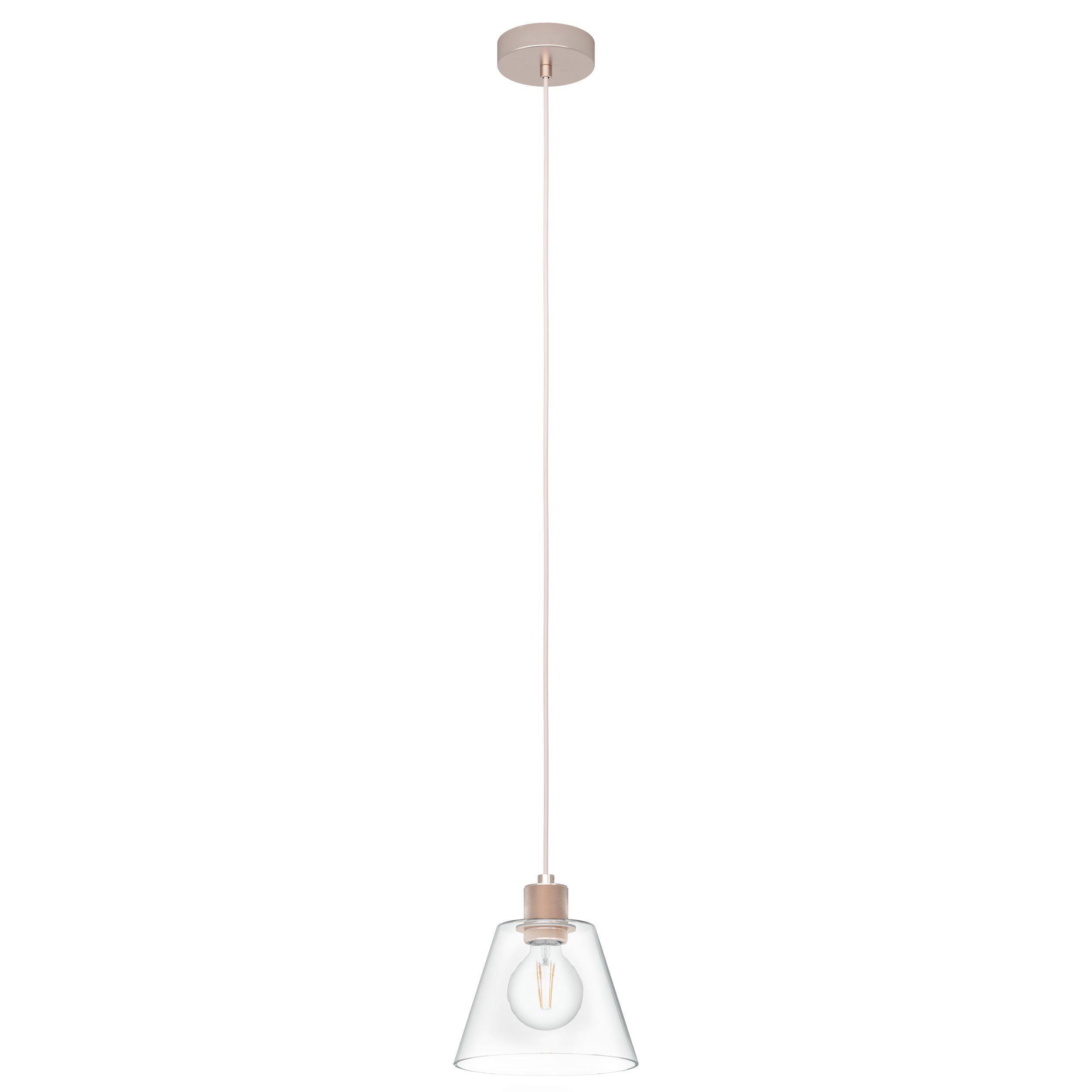 Suspension COPLEY verre transparent rose Ø20cm