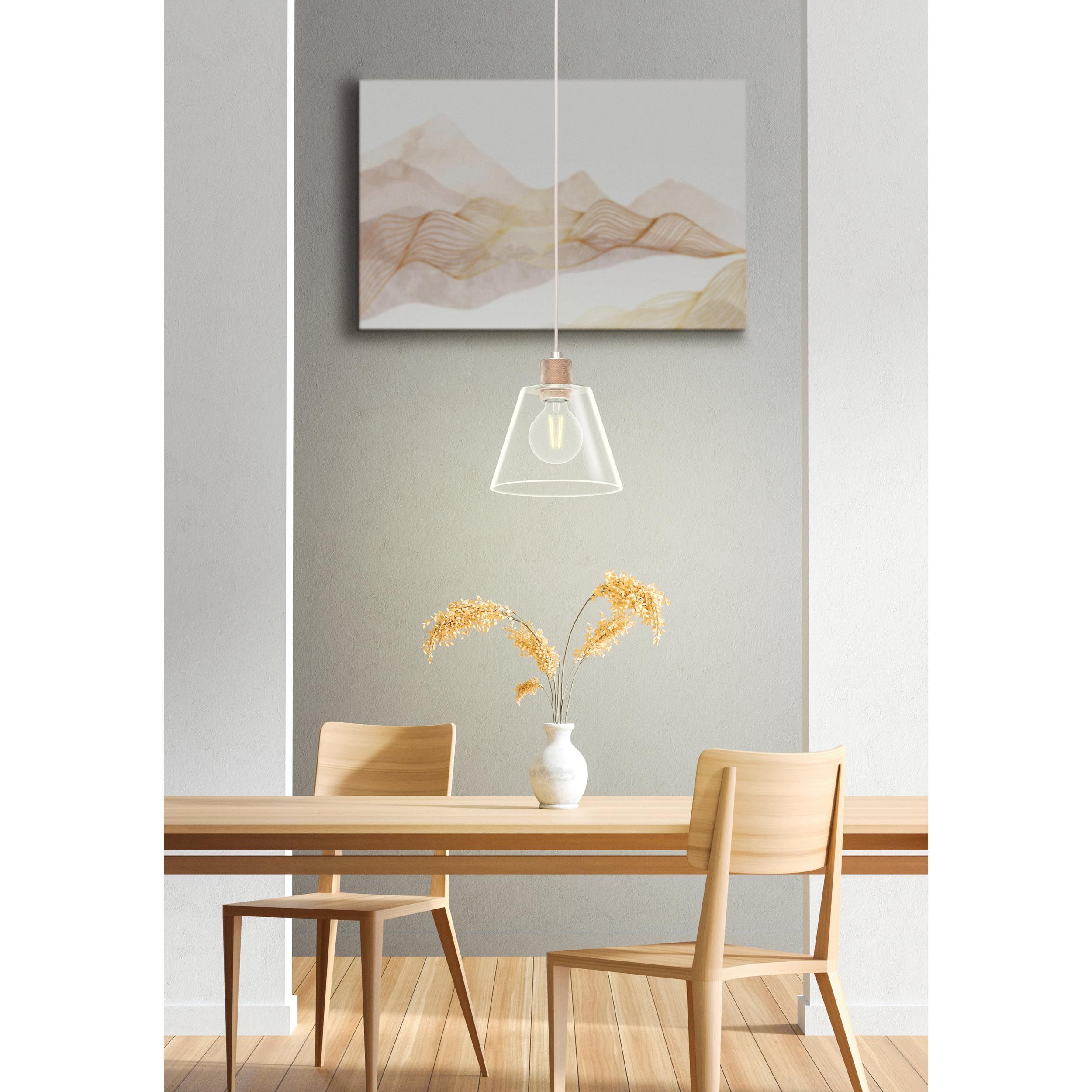 Suspension COPLEY verre transparent rose Ø20cm
