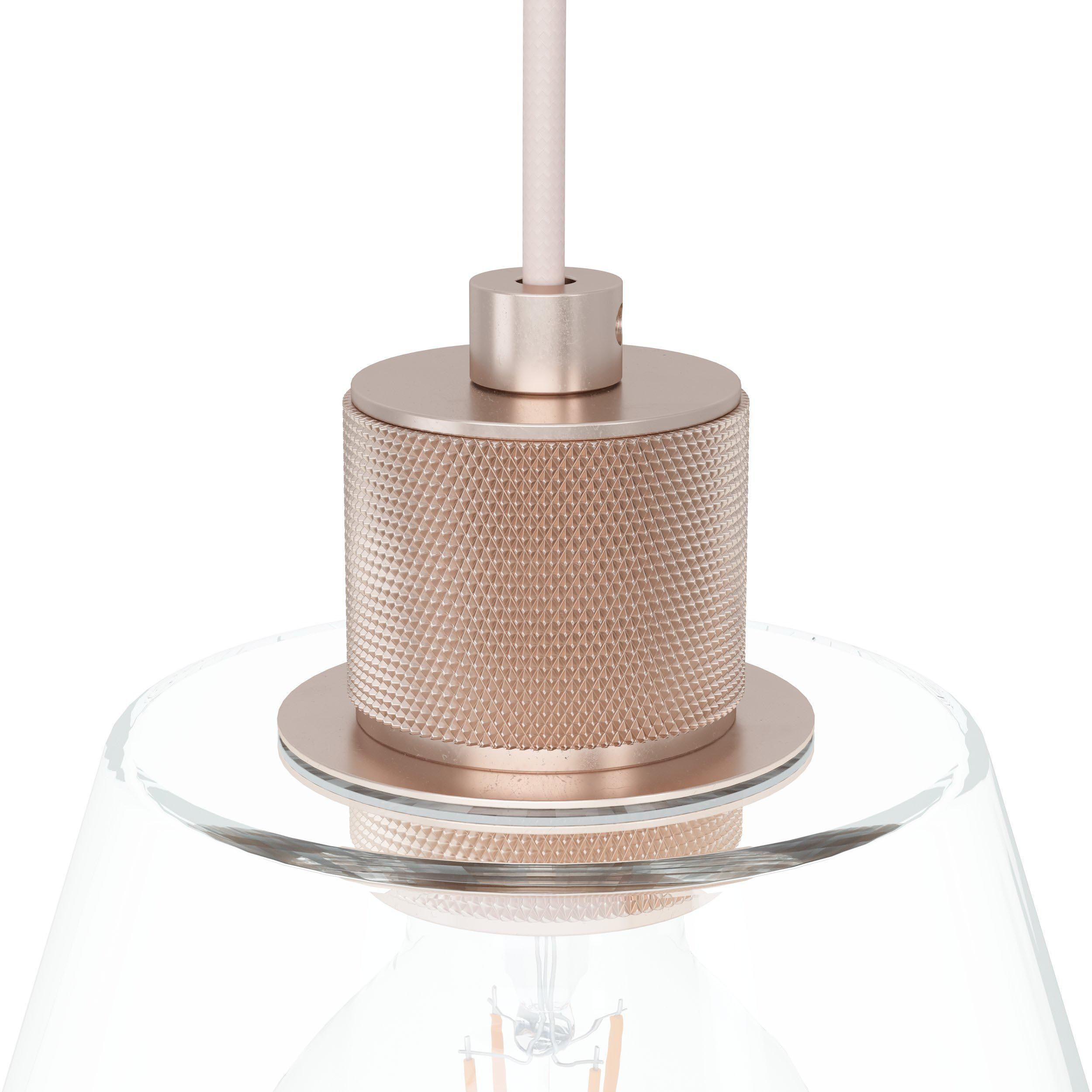 Suspension COPLEY verre transparent rose Ø20cm