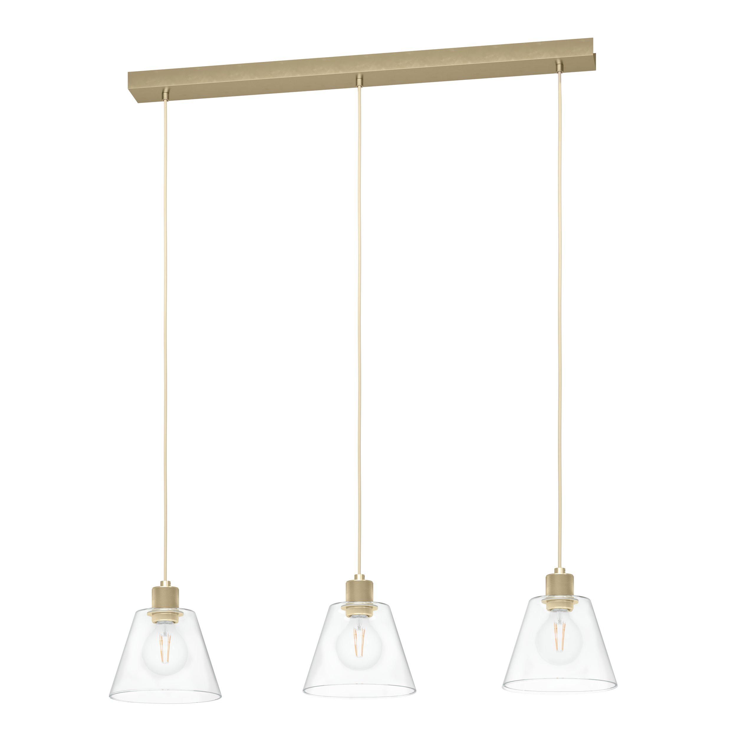 Suspension COPLEY verre transparent/doré L90cm