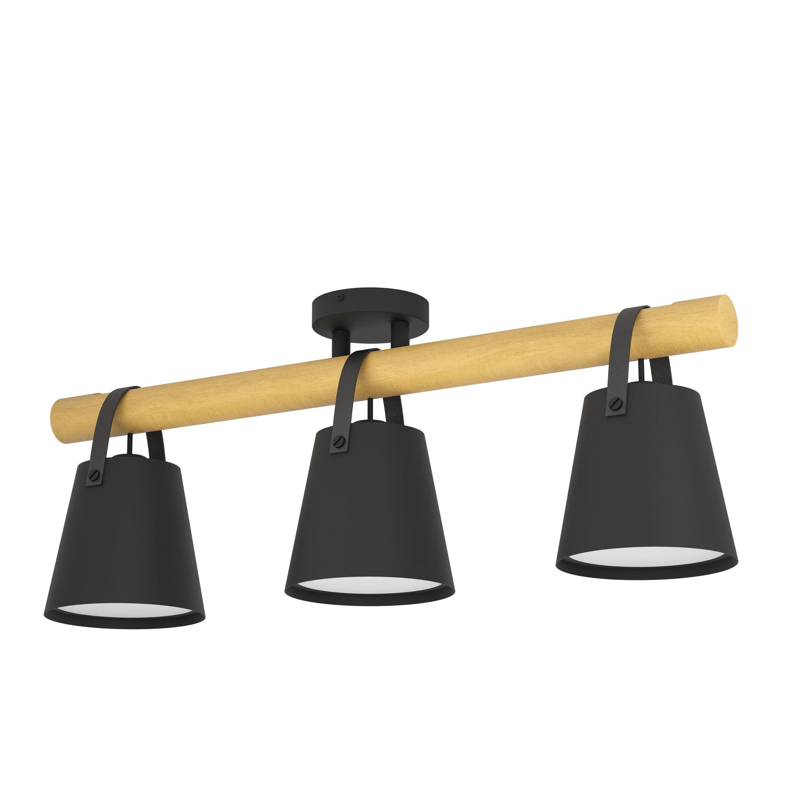 Plafonnier BOYLE bois/noir L41,50cm