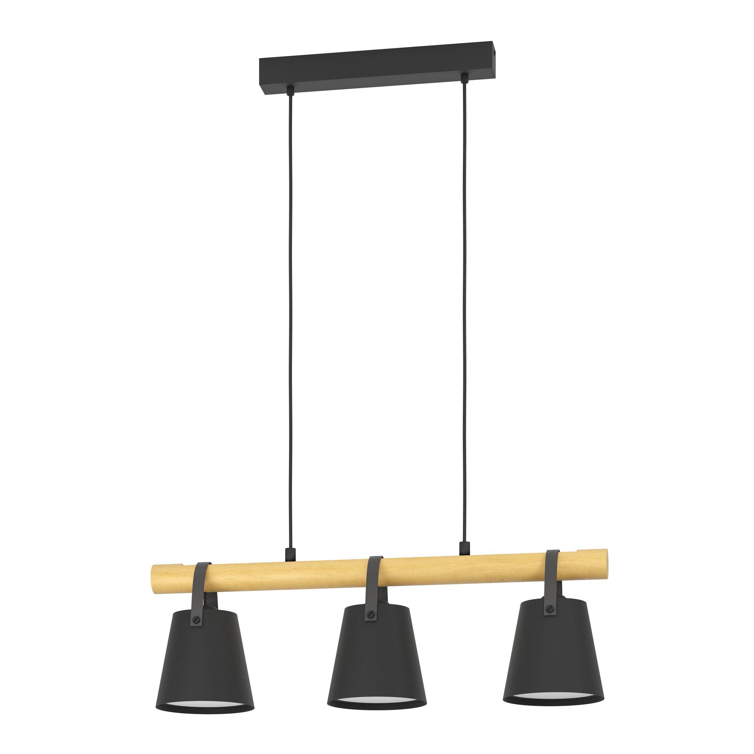 Plafonnier BOYLE bois/noir L78cm
