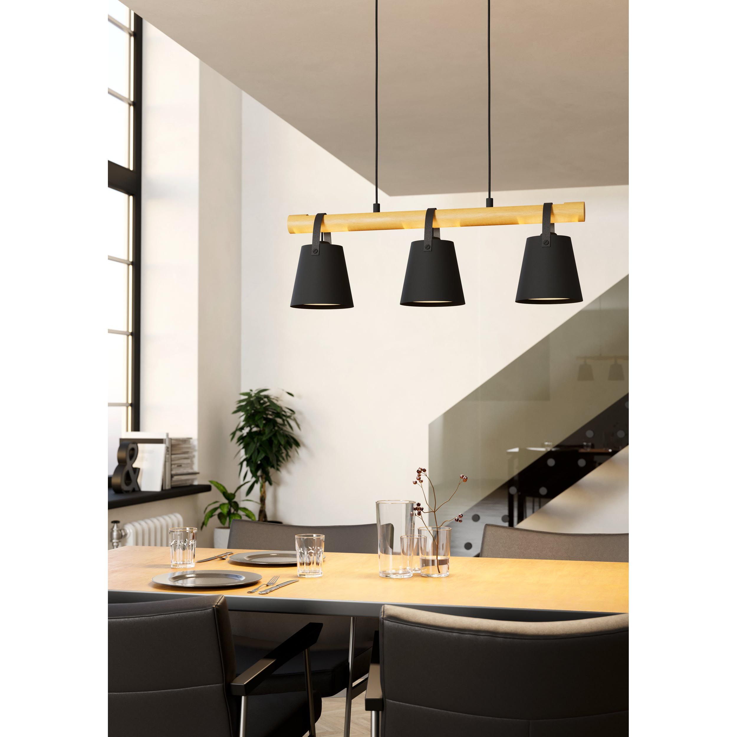Plafonnier BOYLE bois/noir L78cm