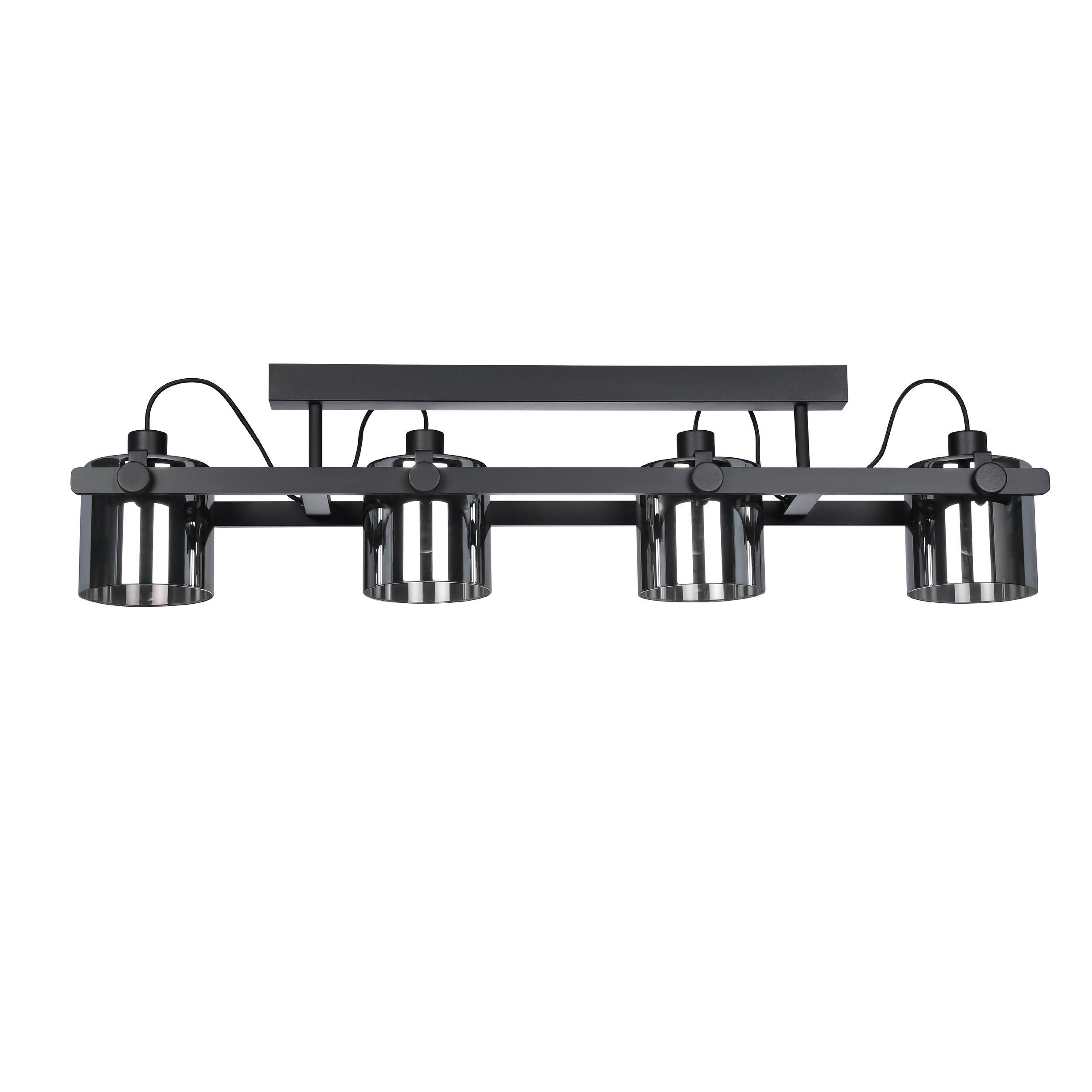 Plafonnier métal et verre noir HORNWOOD 2 E27 4X40W