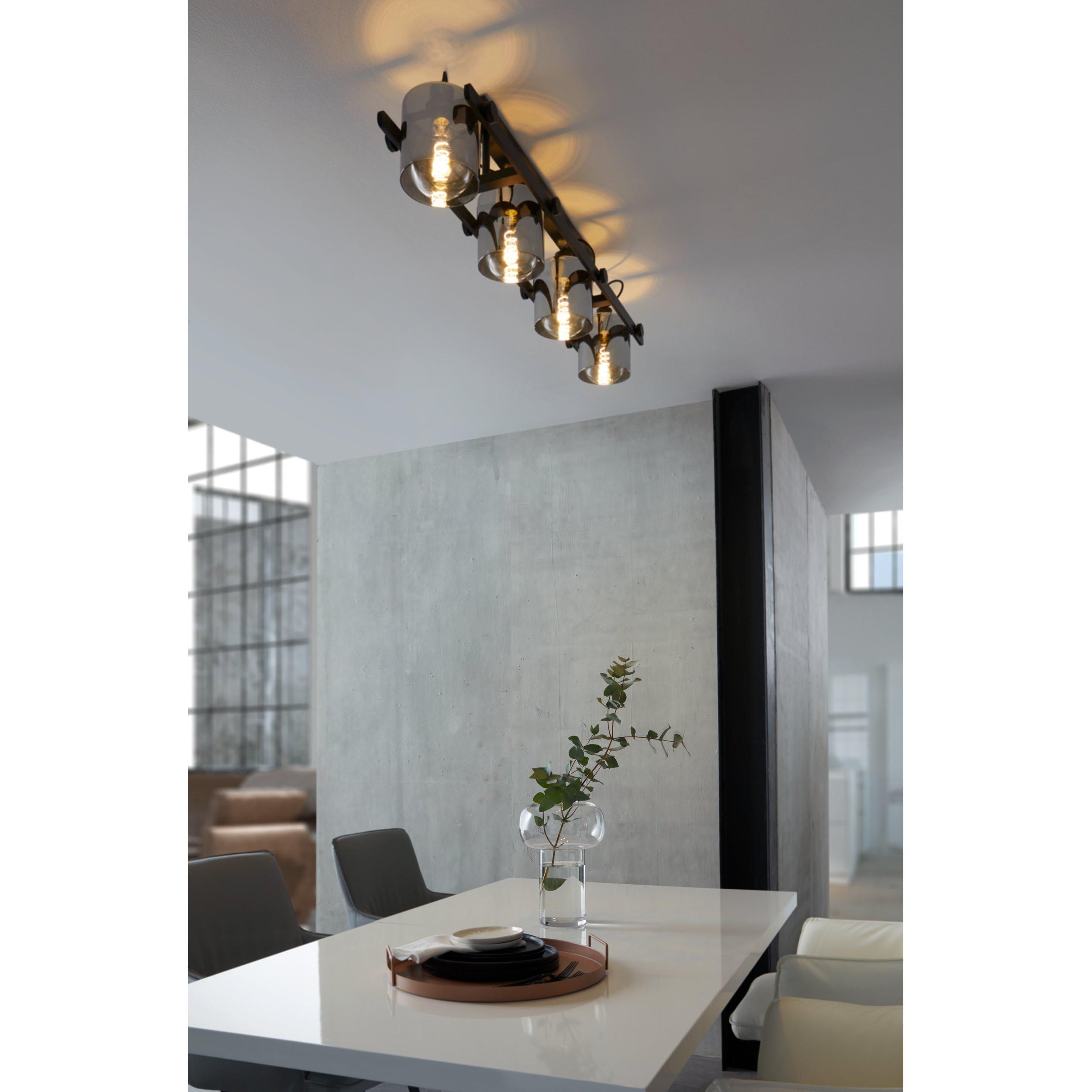 Plafonnier métal et verre noir HORNWOOD 2 E27 4X40W