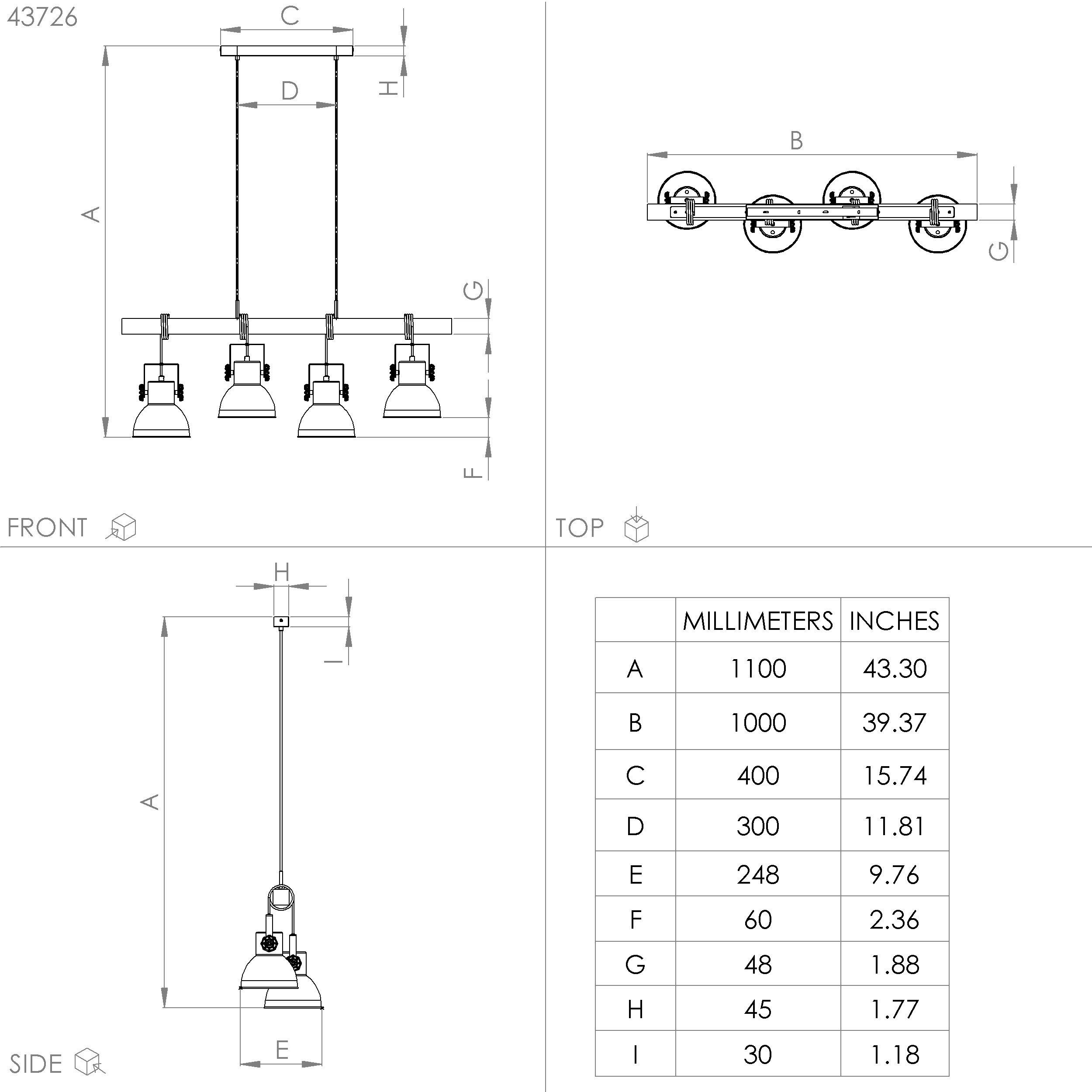 Suspension SHIREBROOK noir L100cm