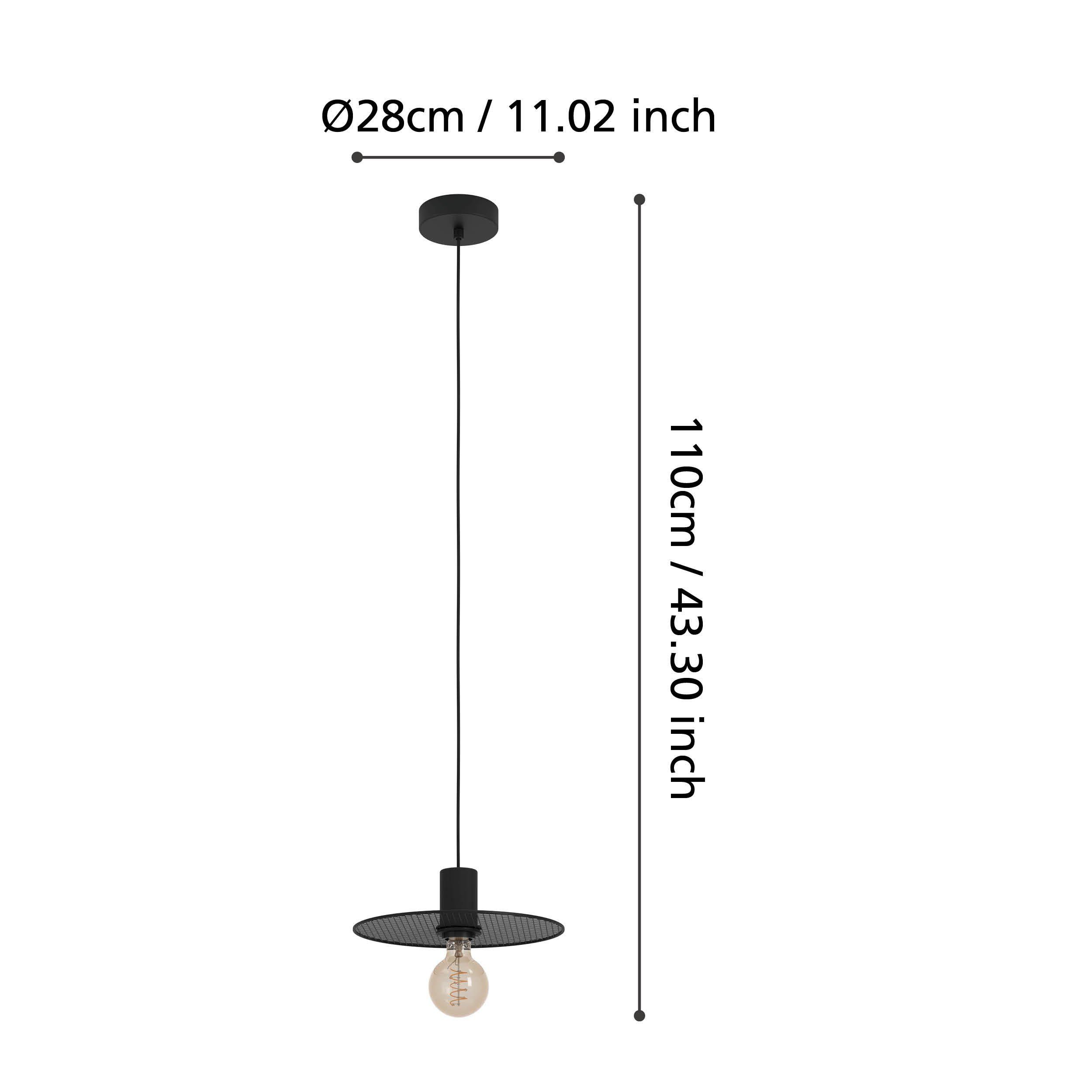 Suspension IKESTON noir Ø28cm