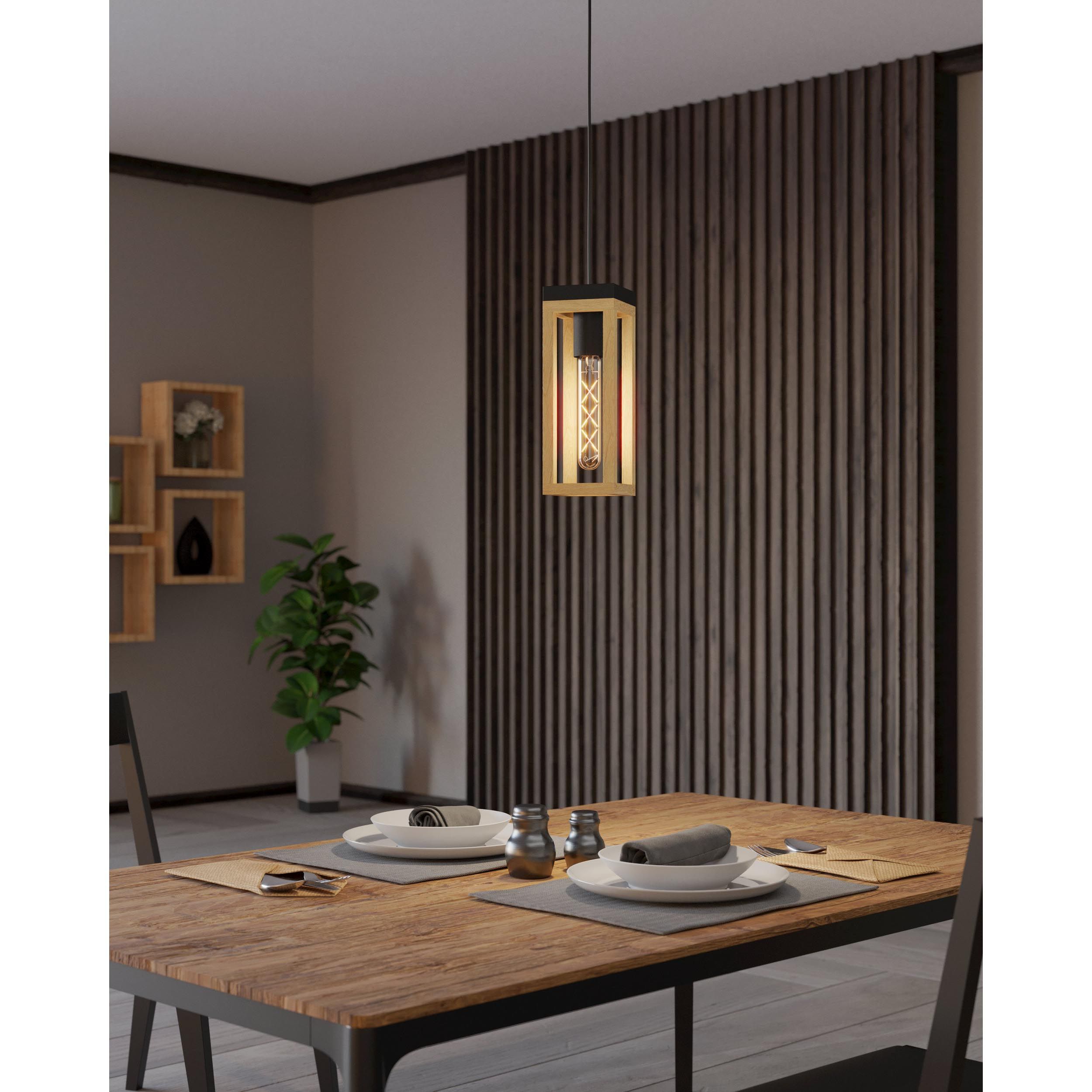 Suspension NAFFERTON bois/noir Ø10cm