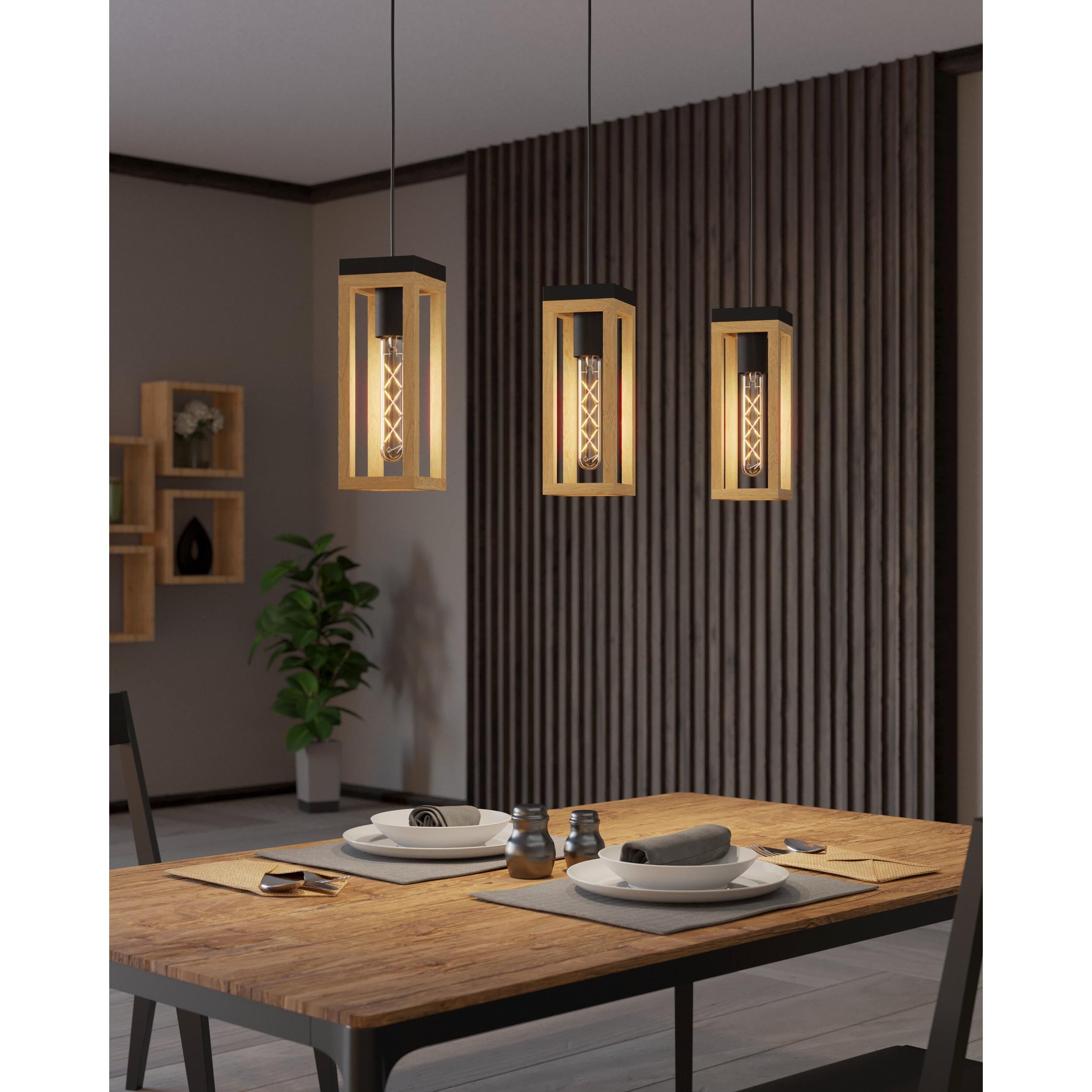 Suspension NAFFERTON bois/noir Ø10cm