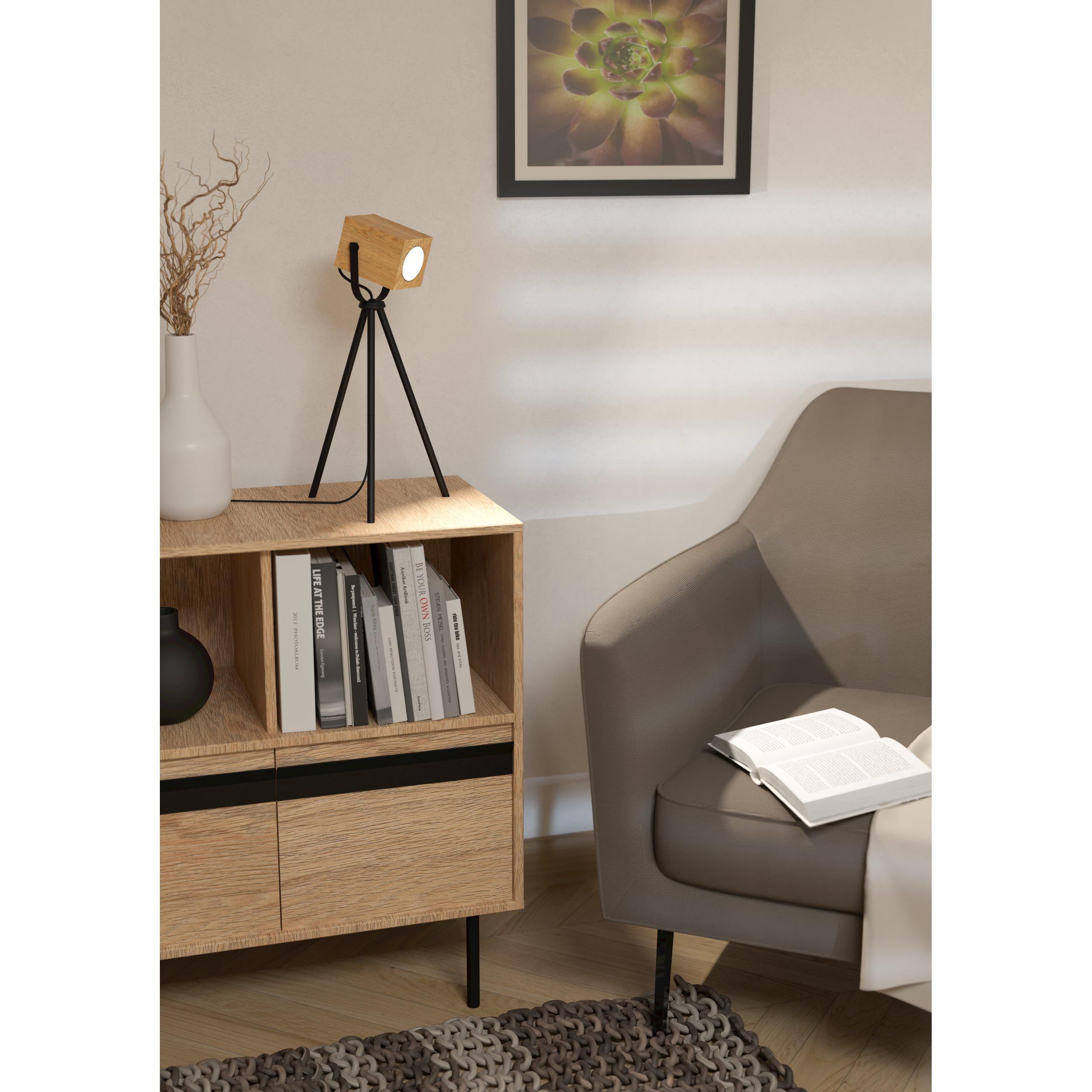 Lampe à poser  AYLES bois/noir H93,5cm