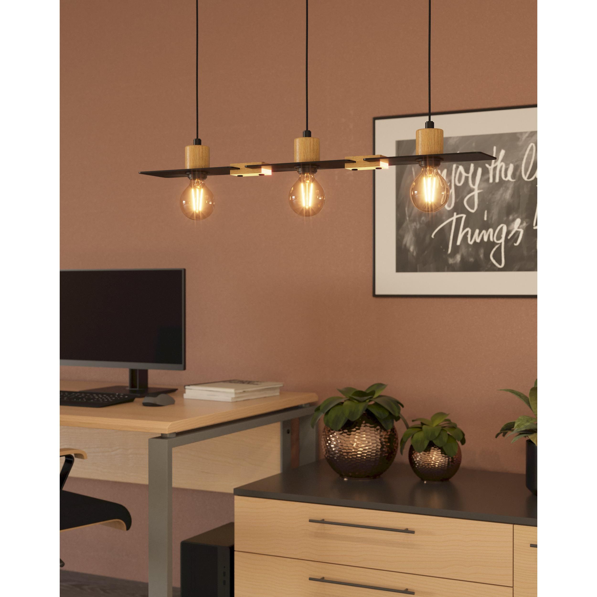 Suspension BRAMERTON noir/bois L81cm
