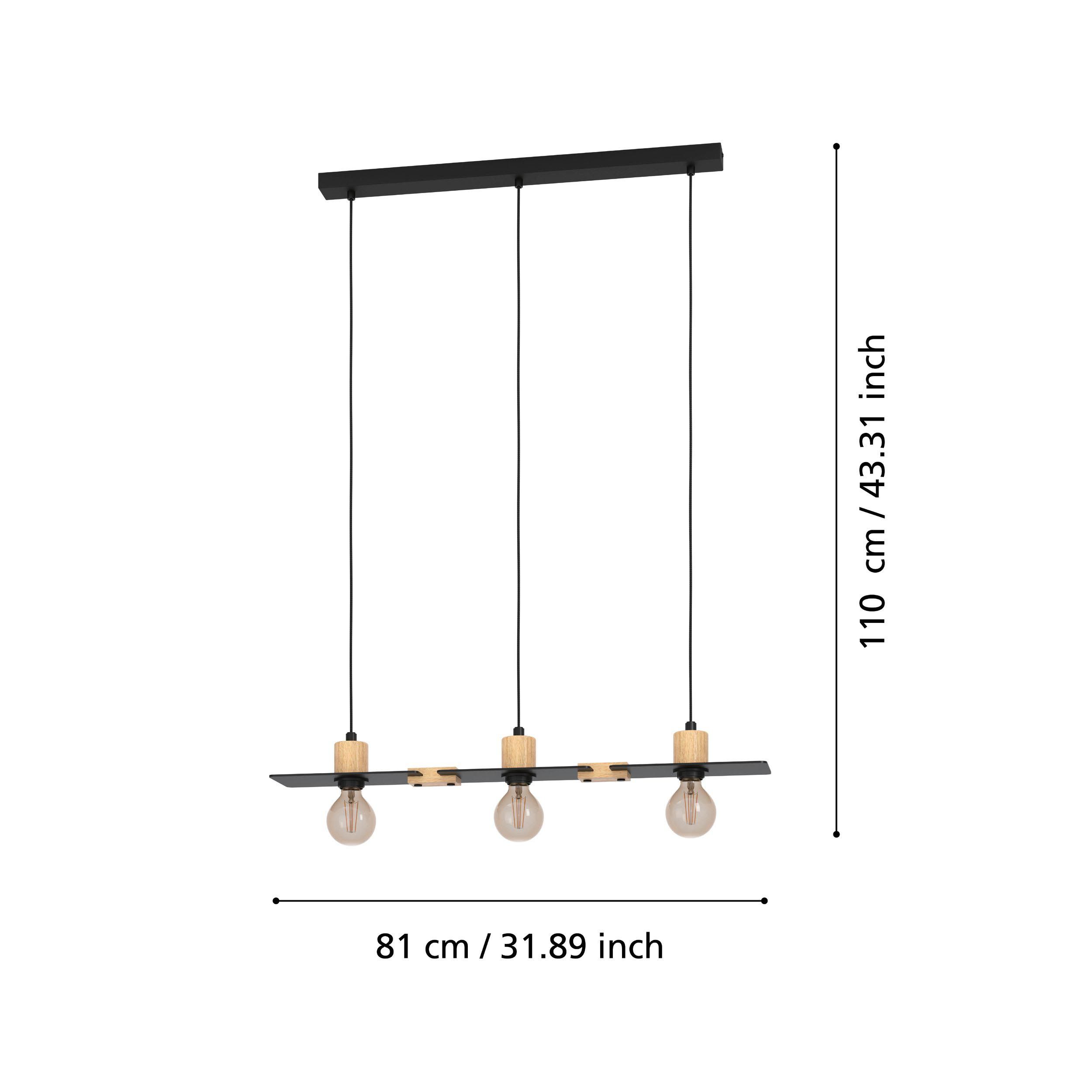 Suspension BRAMERTON noir/bois L81cm