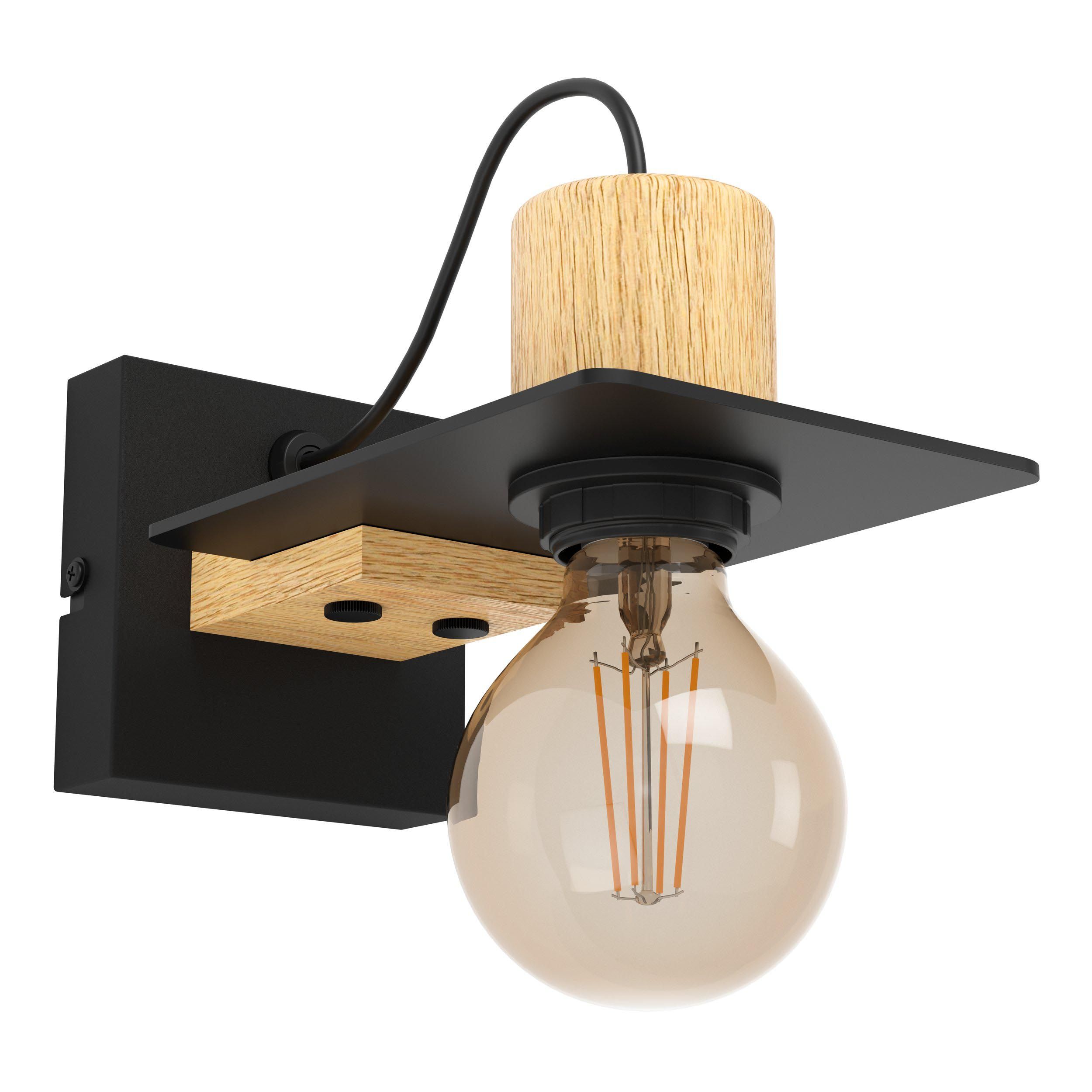 Applique BRAMERTON noir/bois H12cm