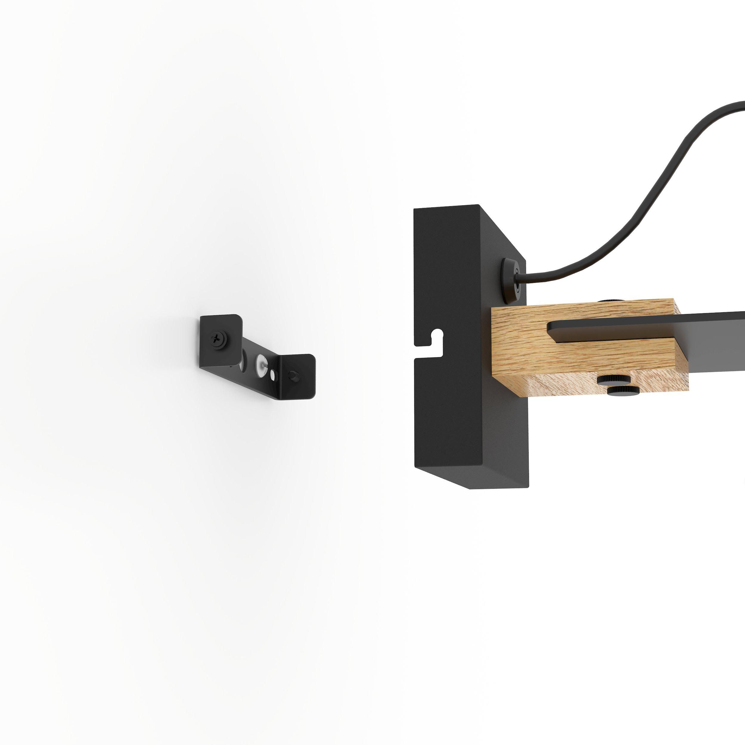 Applique BRAMERTON noir/bois H12cm