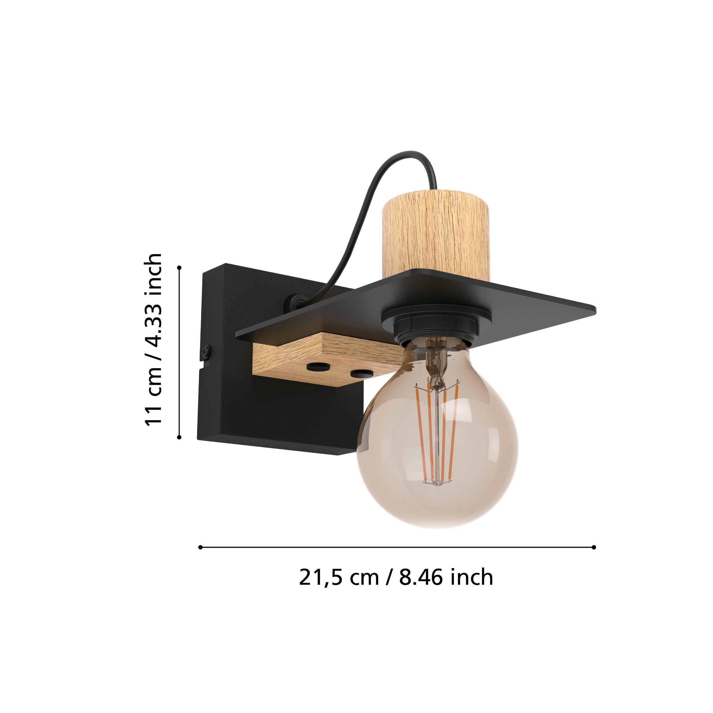 Applique BRAMERTON noir/bois H12cm
