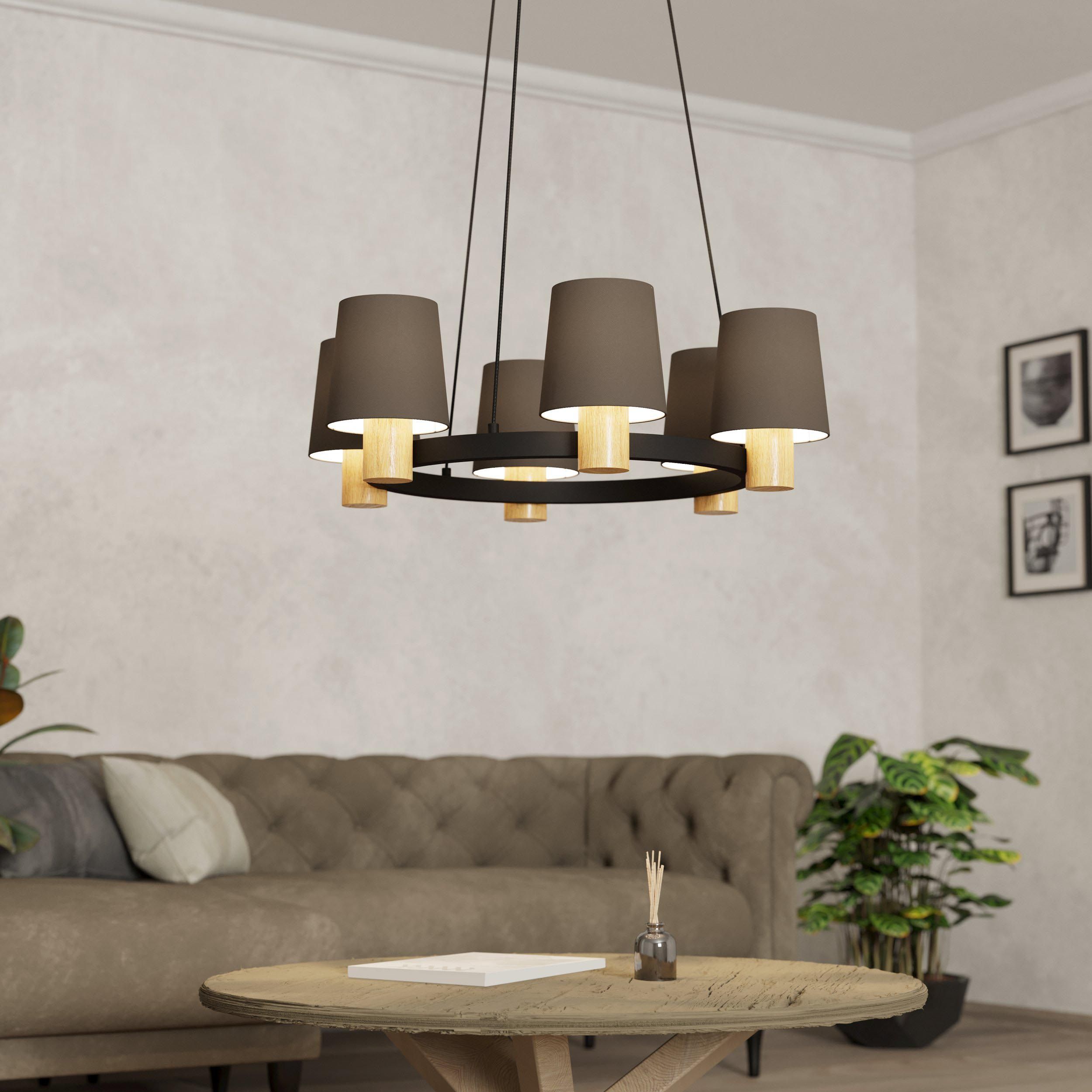 Suspension EDALE bois/taupe Ø70cm