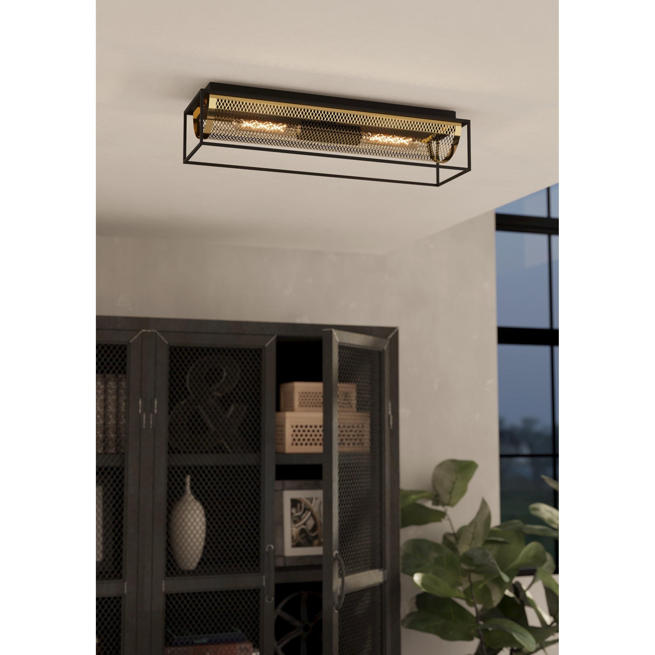 Plafonnier NOHALES laiton/noir L64cm