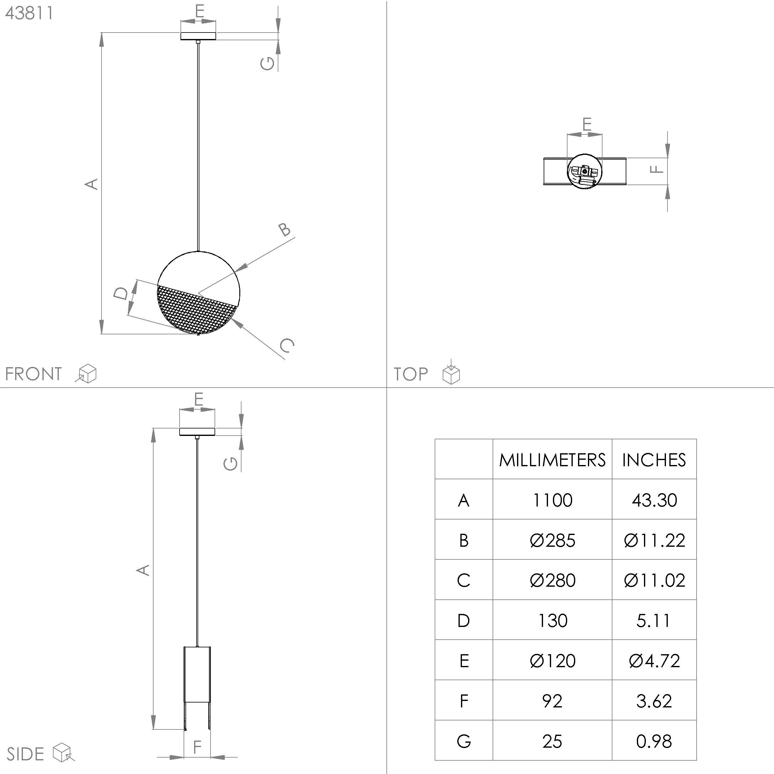 Suspension MUMBLES noir/doré Ø28,5cm