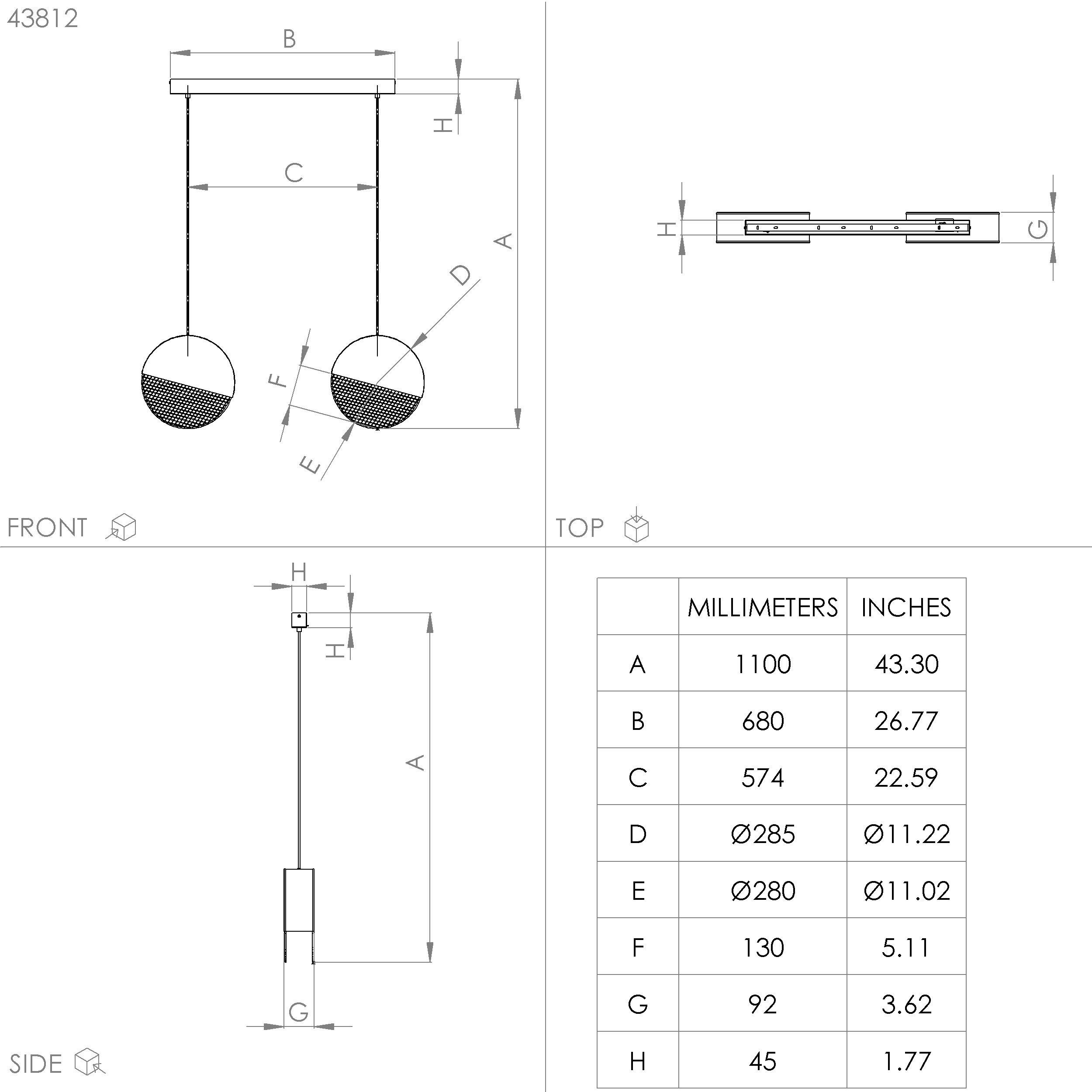 Suspension MUMBLES noir/doré L86cm