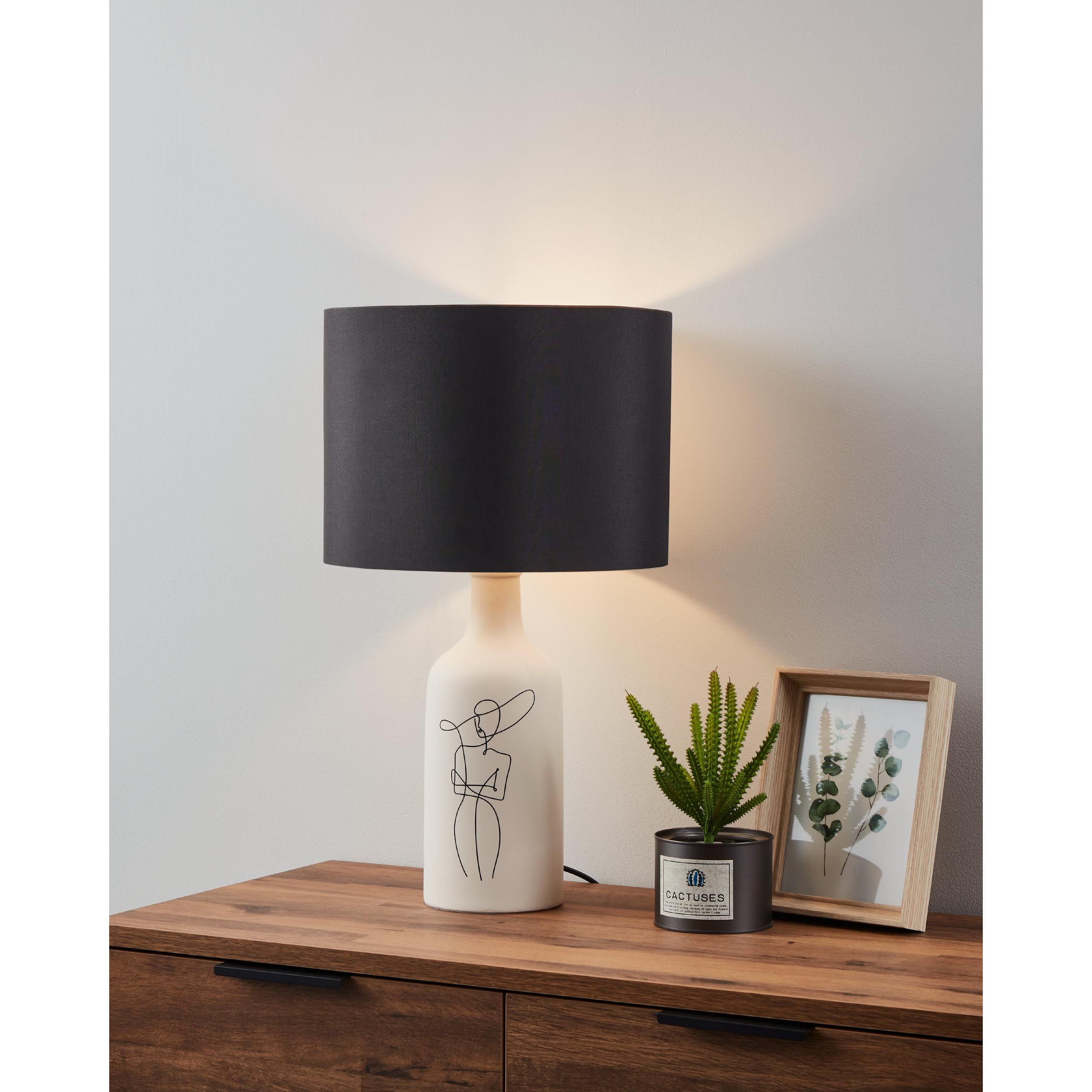 Lampe de table VINOZA blanc/noir H53,5cm
