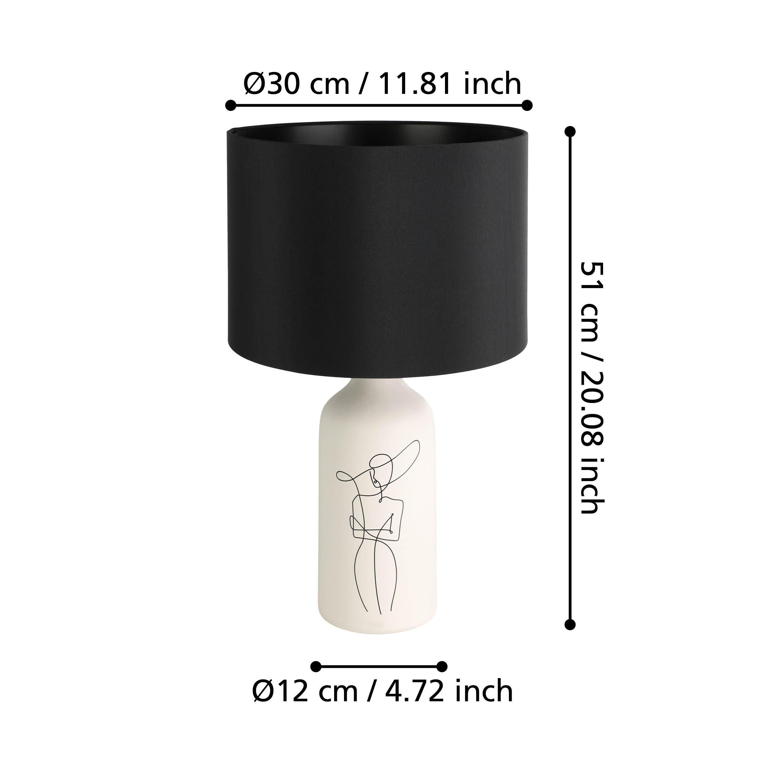 Lampe de table VINOZA blanc/noir H53,5cm