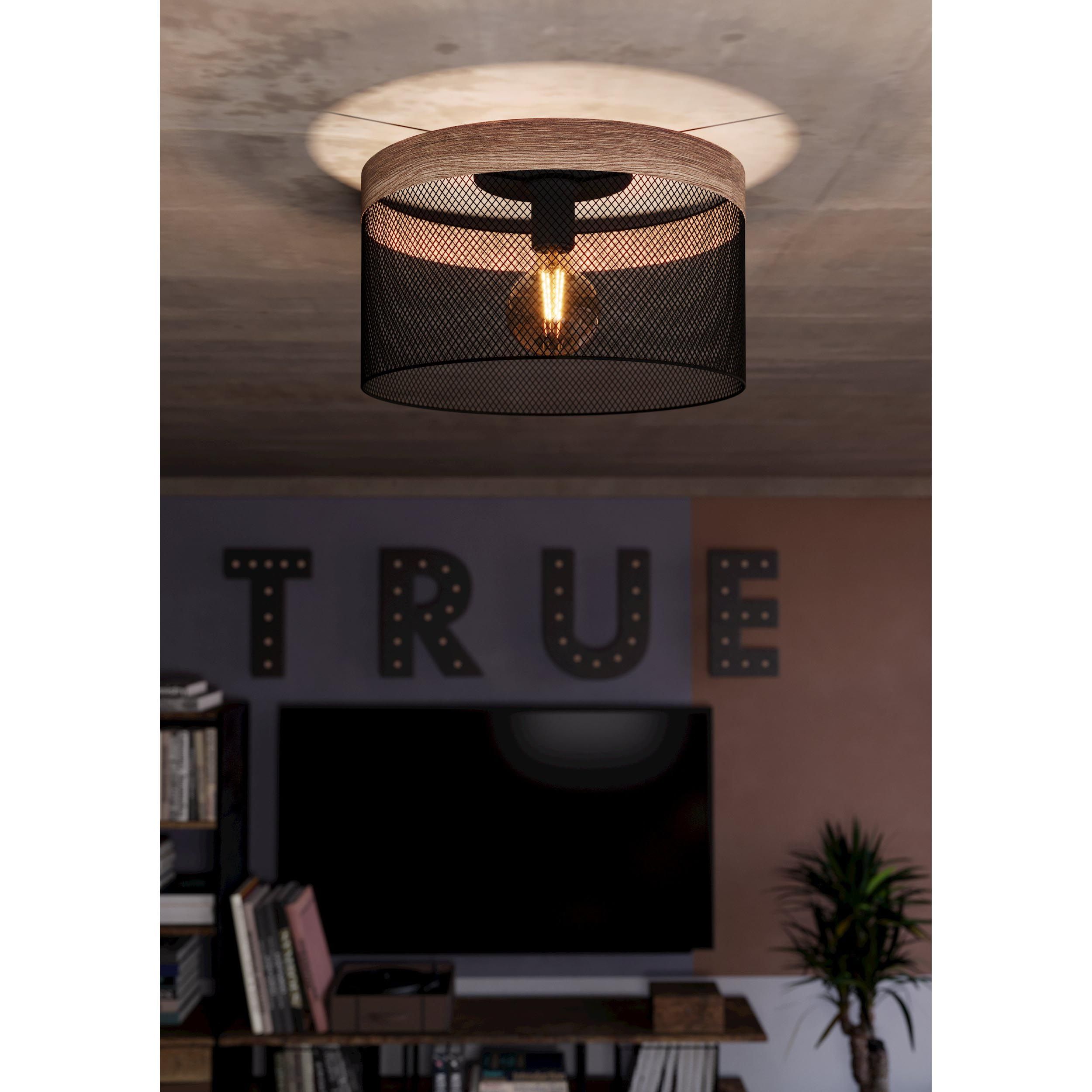 Plafonnier KILNSDALE noir/bois Ø38cm