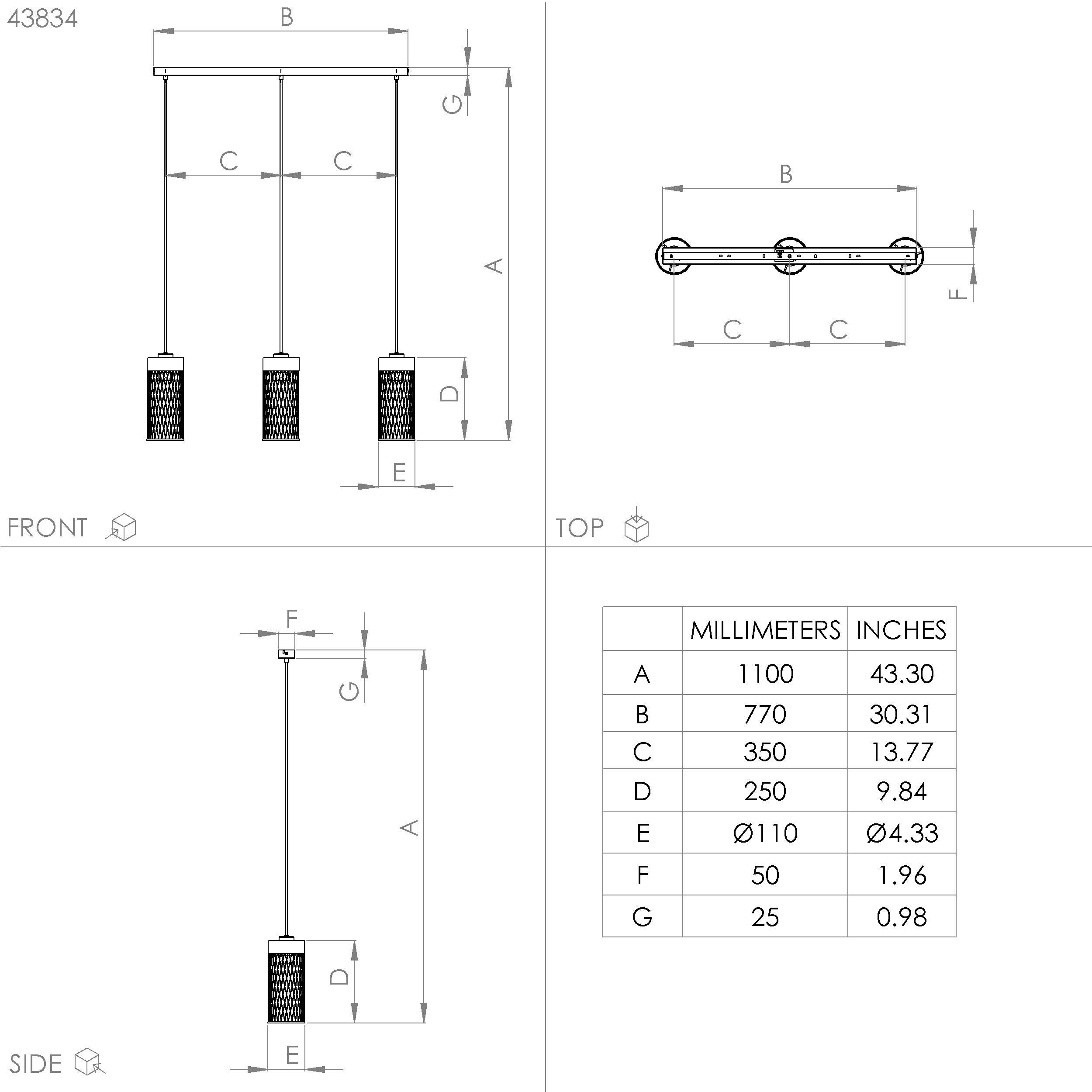 Suspension KILNSDALE noir L81cm